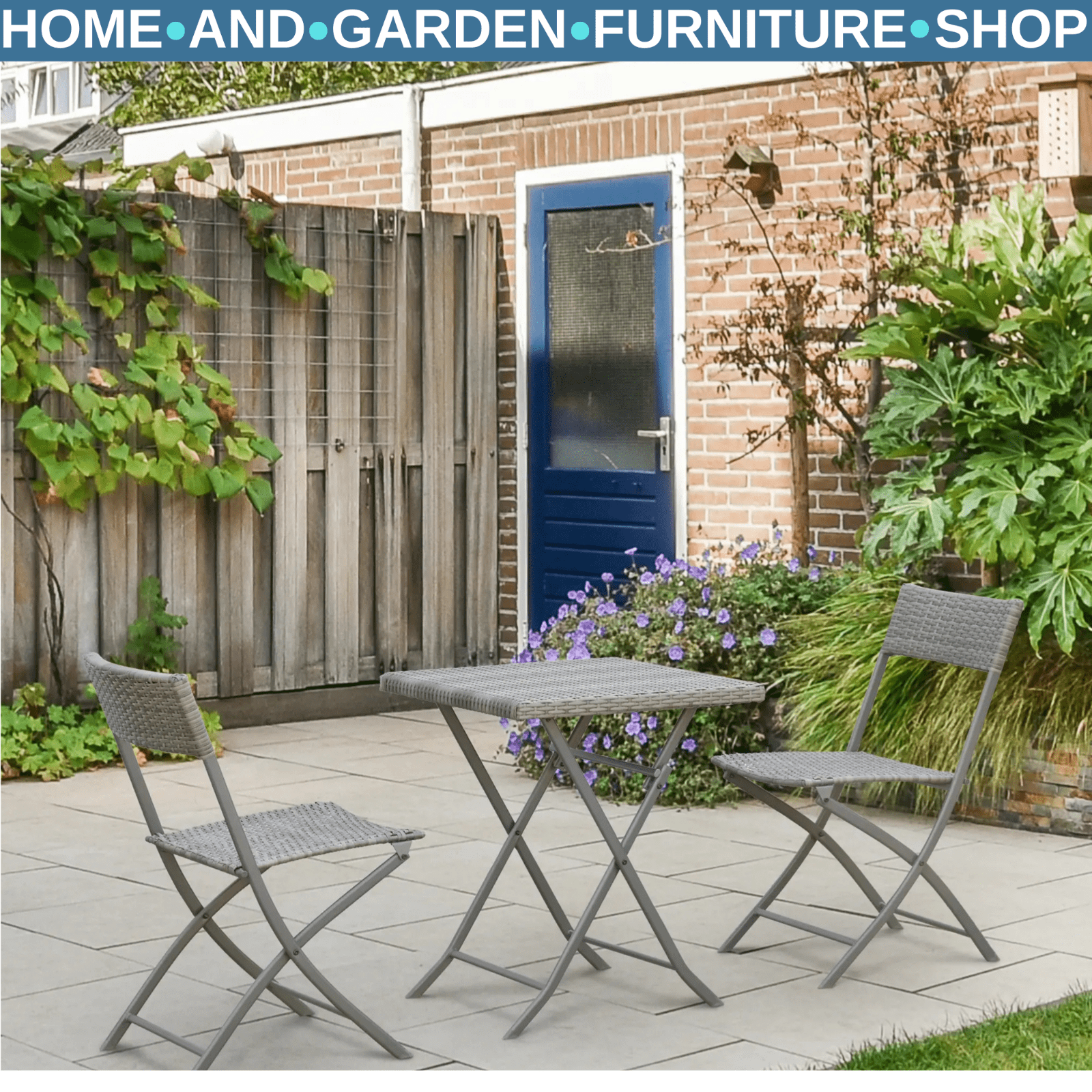 Space Saving Balcony Bistro Set Rattan Furniture Garden Folding Chair Table Seat - Home and Garden Furniture Shop - rustic - furniture