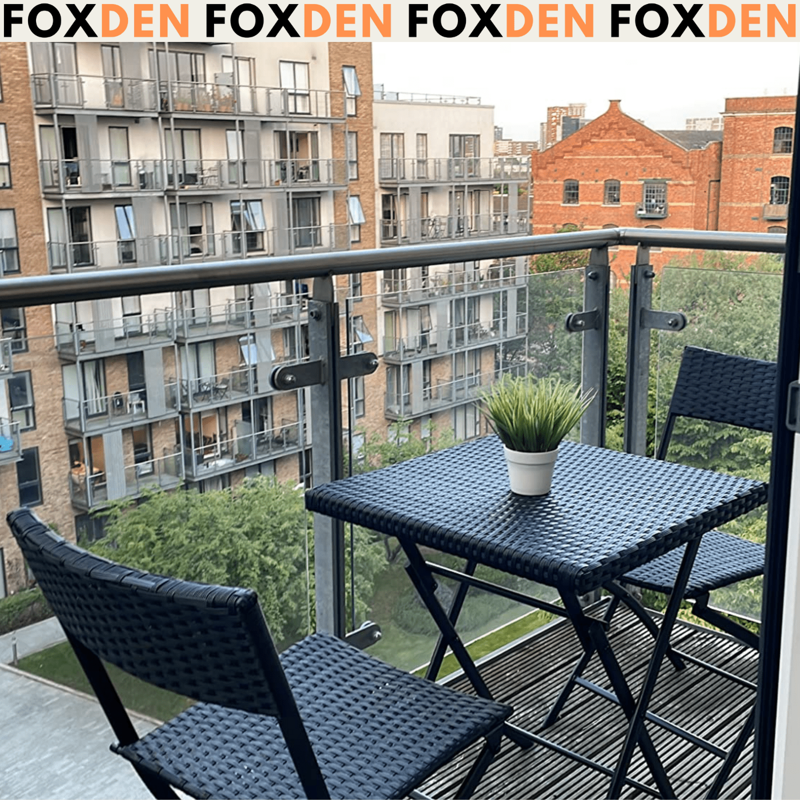 Space Saving Balcony Bistro Set Rattan Furniture Garden Folding Chair Table Seat - Home and Garden Furniture Shop - rustic - furniture