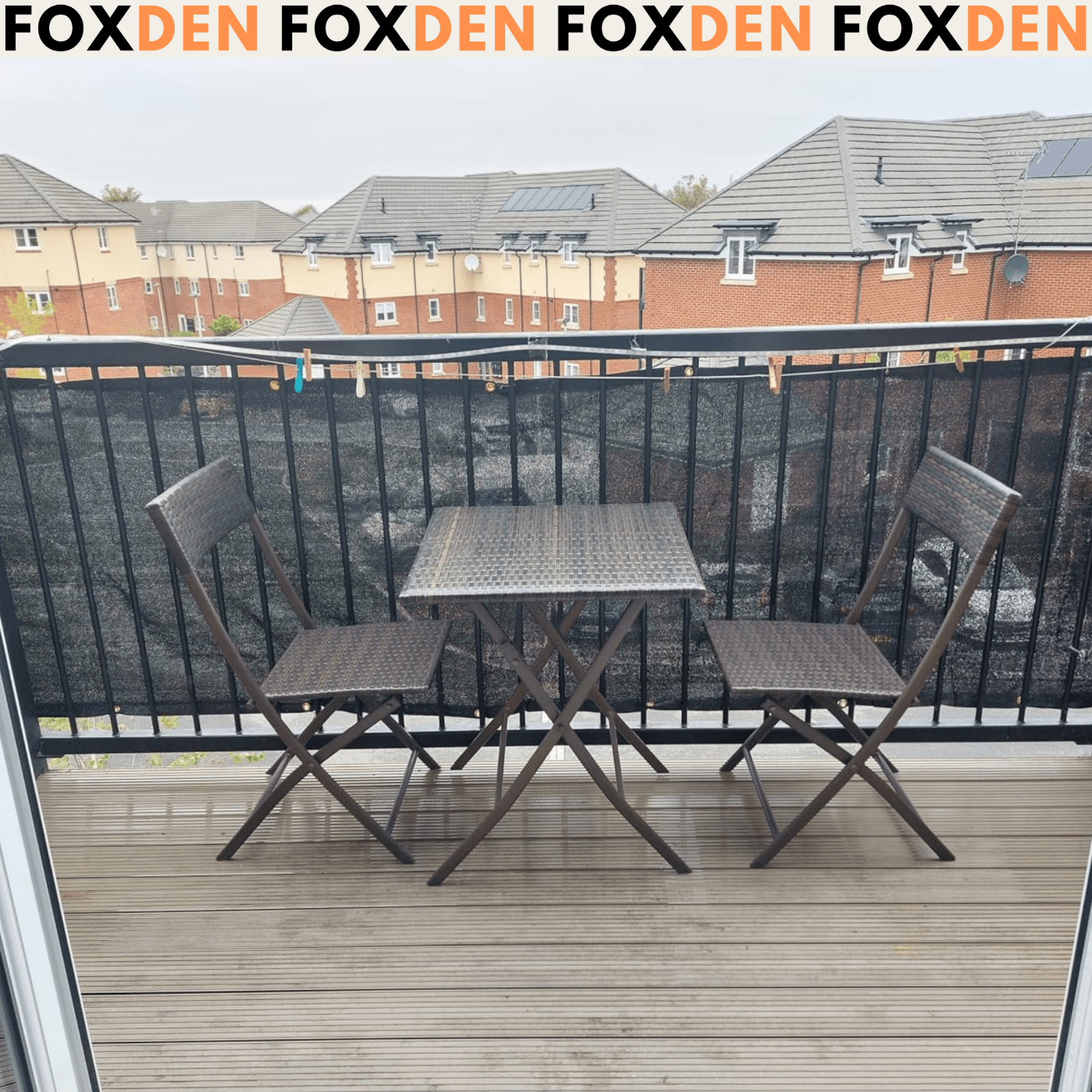 Space Saving Balcony Bistro Set Rattan Furniture Garden Folding Chair Table Seat - Home and Garden Furniture Shop - rustic - furniture