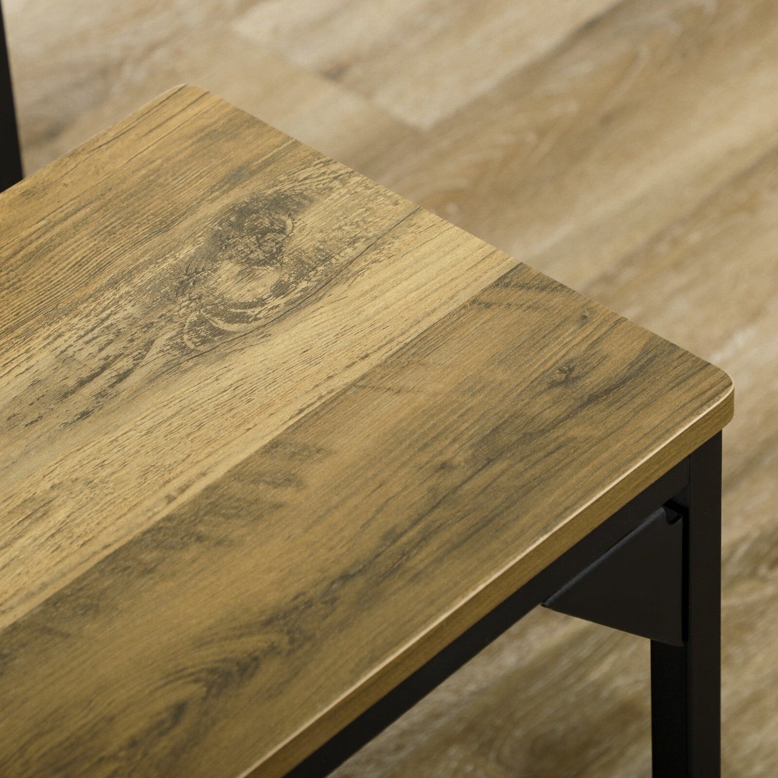 Space Saving Industrial Dining Table 2 Benches Set Kitchen Breakfast Metal Legs - Home and Garden Furniture Shop - rustic - furniture