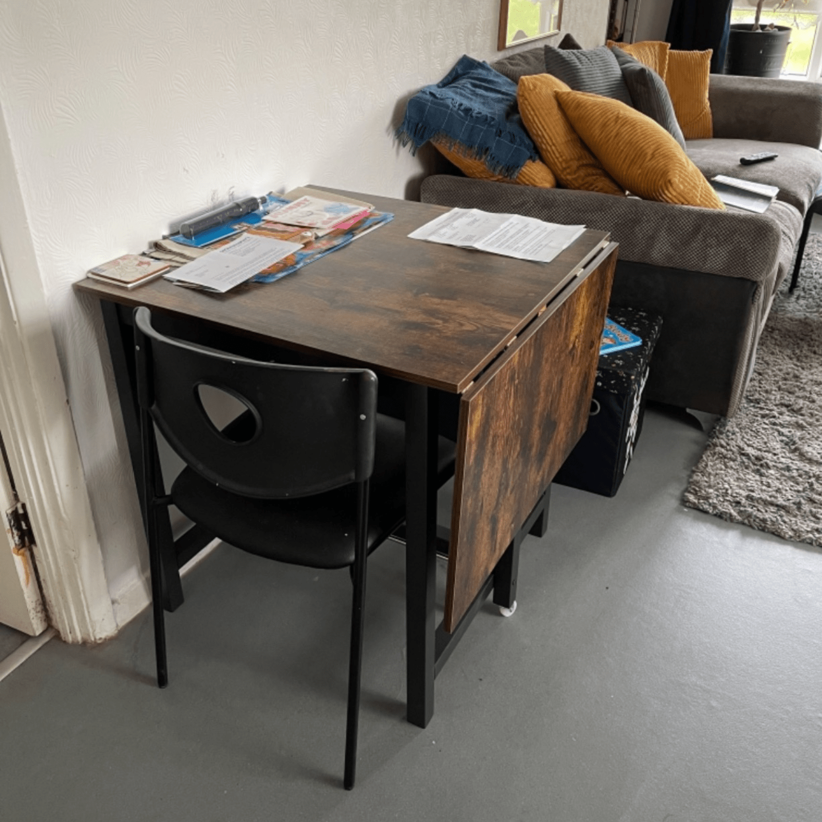 Space Saving Industrial Drop Leaf Dining Table Folding Kitchen Table Desk Metal - Home and Garden Furniture Shop - rustic - furniture