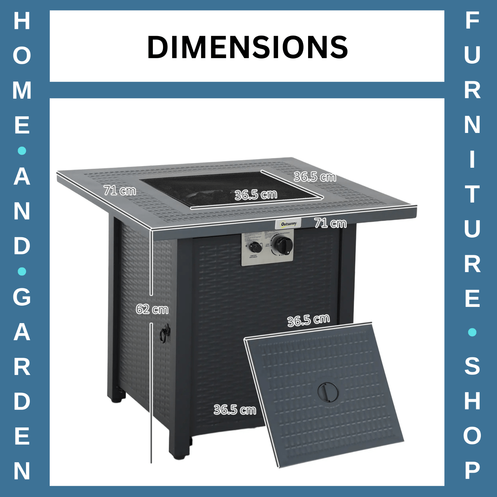 Square Propane Gas Fire Pit Table 40000 BTU Rattan Smokeless Patio Heater w/ Lid - Home and Garden Furniture Shop - rustic - furniture