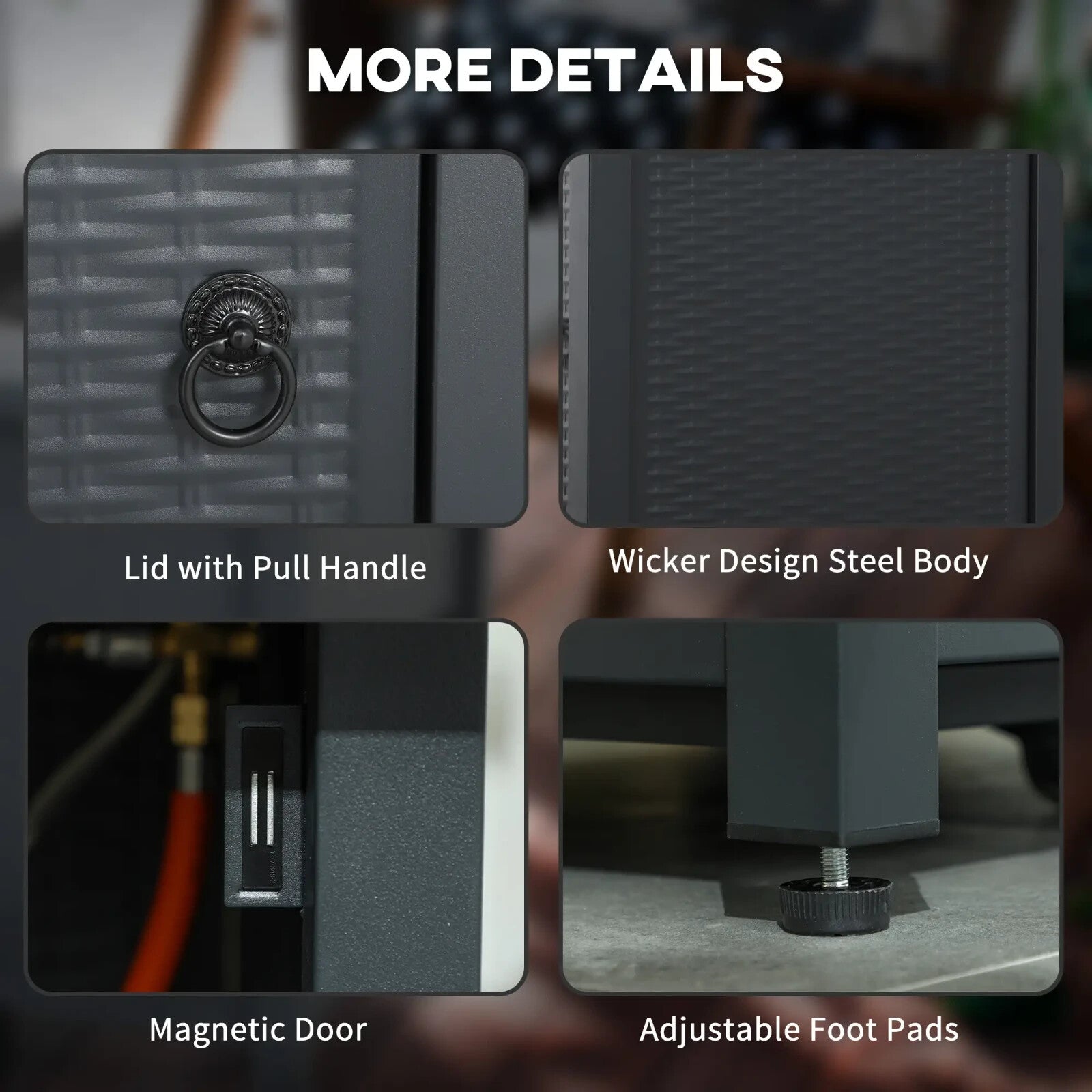 Square Propane Gas Fire Pit Table 40000 BTU Rattan Smokeless Patio Heater w/ Lid - Home and Garden Furniture Shop - rustic - furniture