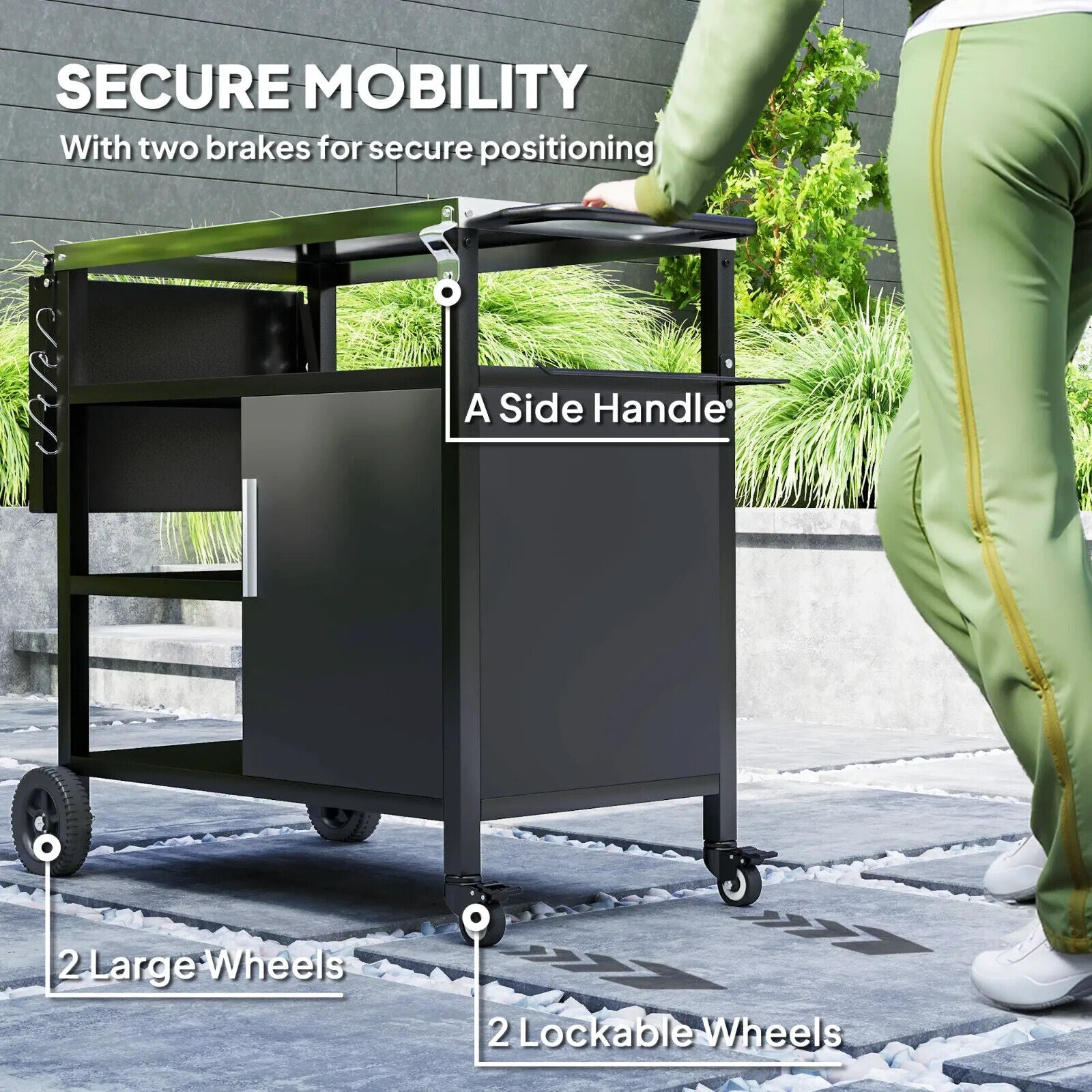 Stainless Steel Outdoor BBQ Trolley with Folding Side Table with Wheels Shelves - Home and Garden Furniture Shop - #rustic - furniture#