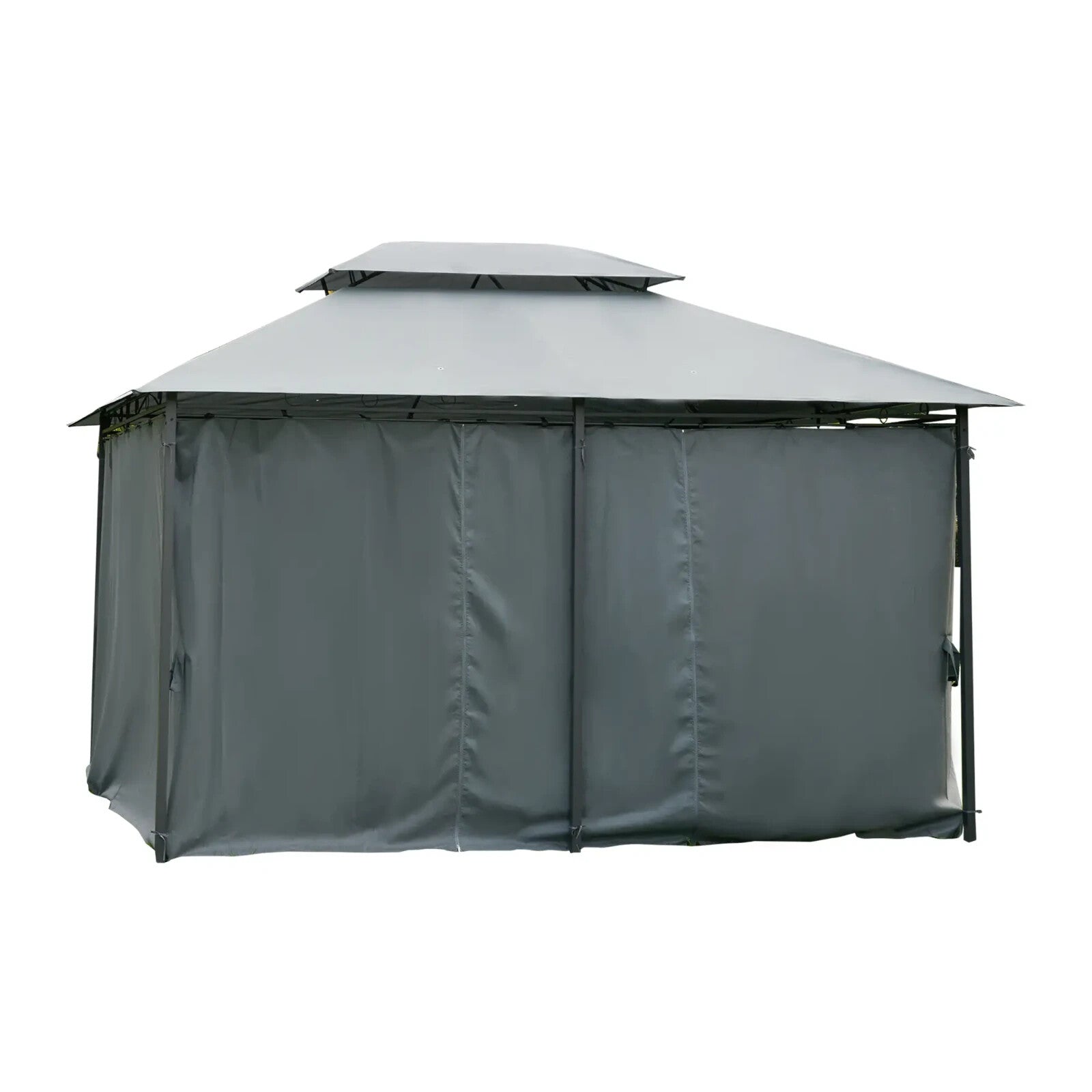 Steel Frame Gazebo Curtains 4m x 3m Outdoor 2 - Tier Garden Tent Sun Shade Cover - Home and Garden Furniture Shop - rustic - furniture