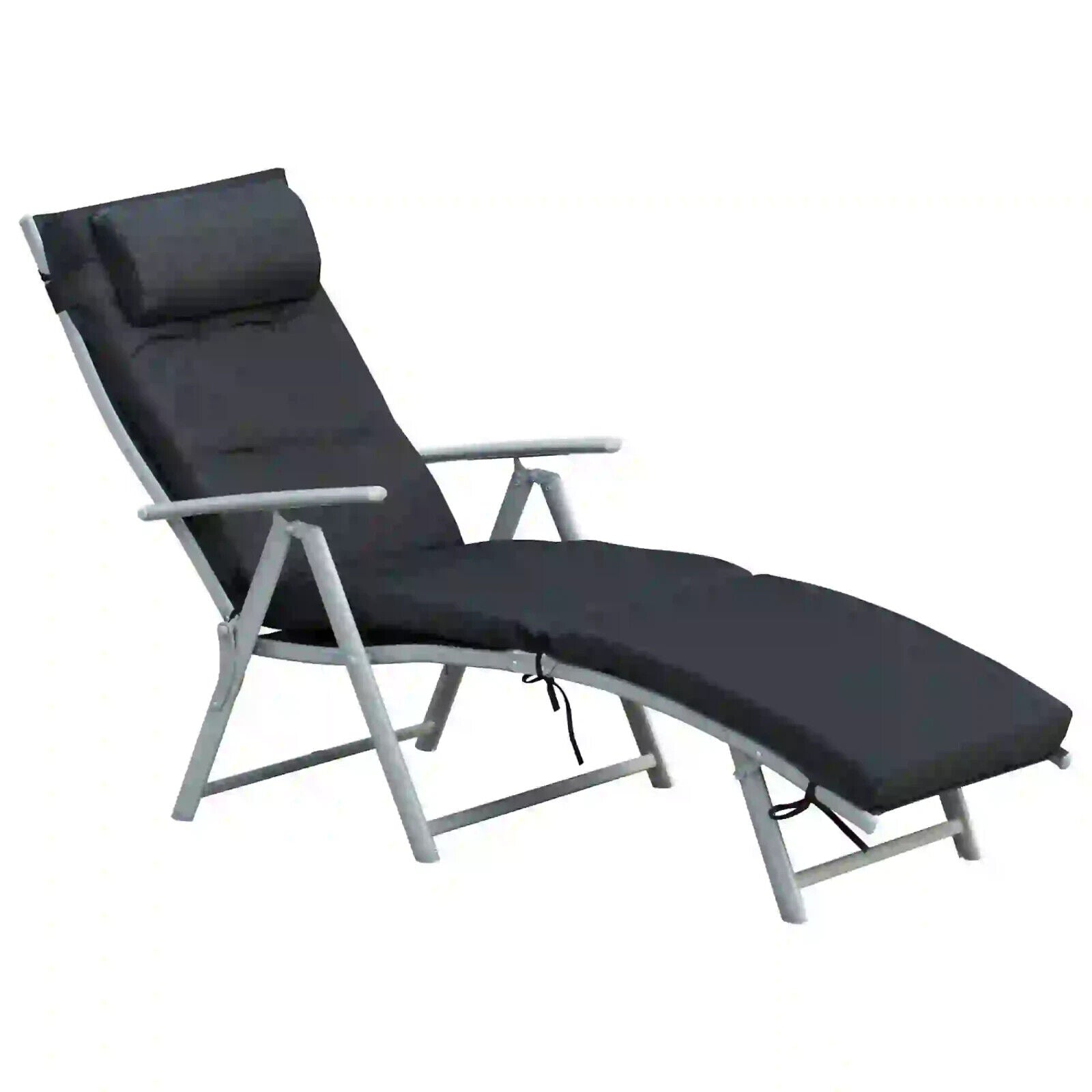 Steel Frame Outdoor Garden Padded Sun Lounger w/ Pillow Recliner Chair for Patio - Home and Garden Furniture Shop - #rustic - furniture#
