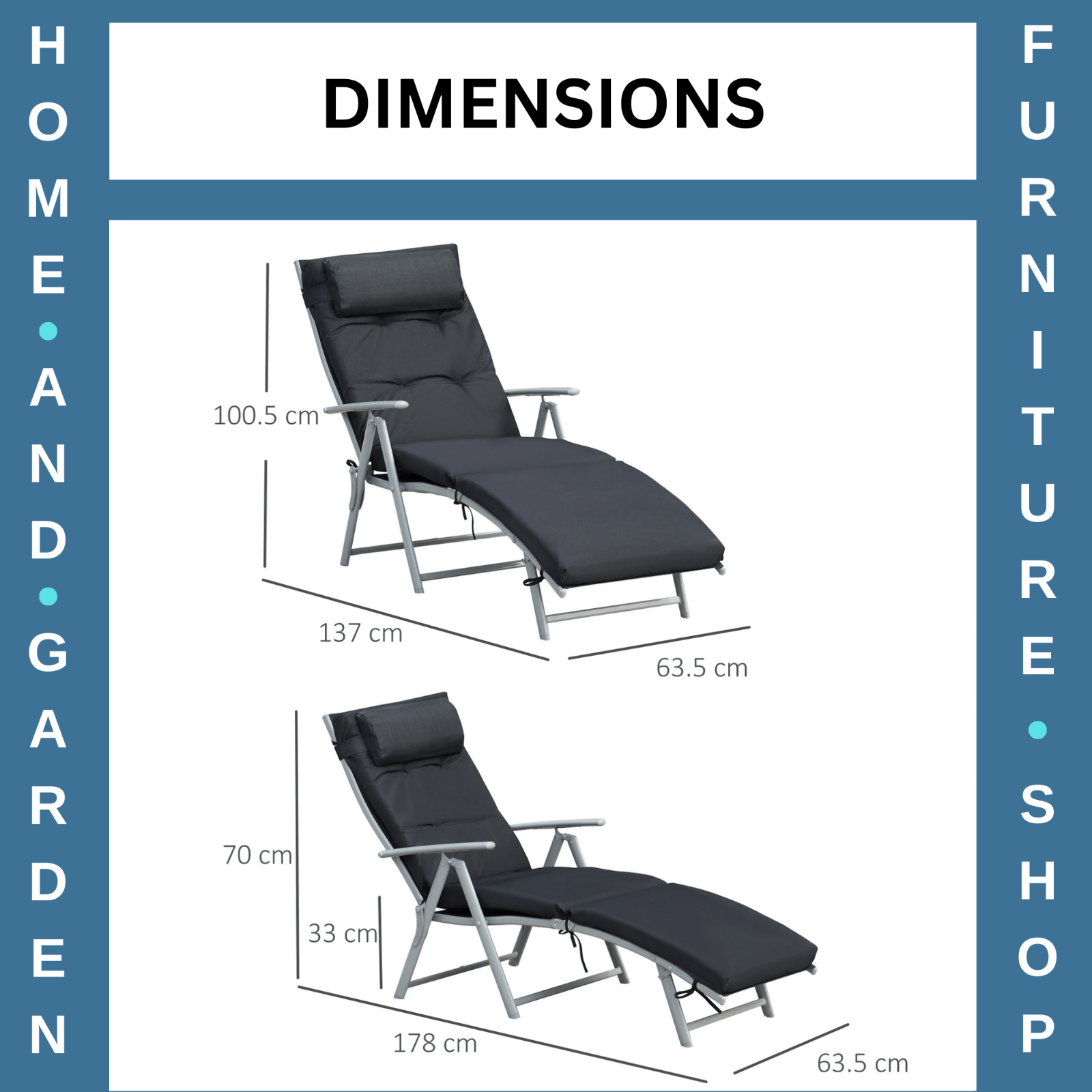 Steel Frame Outdoor Garden Padded Sun Lounger w/ Pillow Recliner Chair for Patio - Home and Garden Furniture Shop - #rustic - furniture#