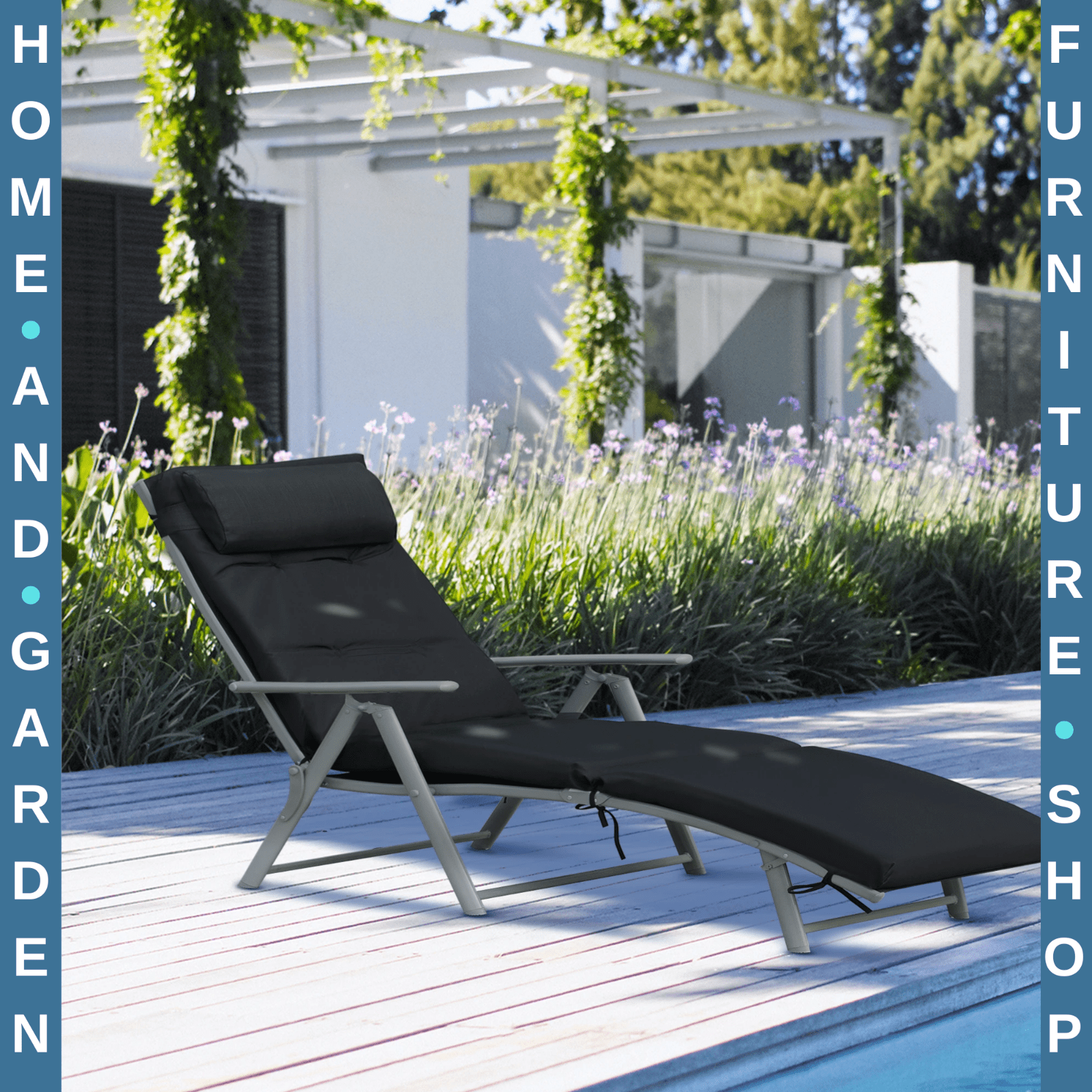 Steel Frame Outdoor Garden Padded Sun Lounger w/ Pillow Recliner Chair for Patio - Home and Garden Furniture Shop - #rustic - furniture#