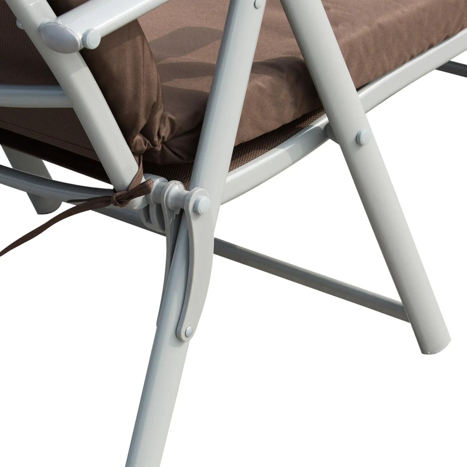 Steel Frame Outdoor Garden Padded Sun Lounger with Pillow Adjustable Patio Chair - Home and Garden Furniture Shop - #rustic - furniture#