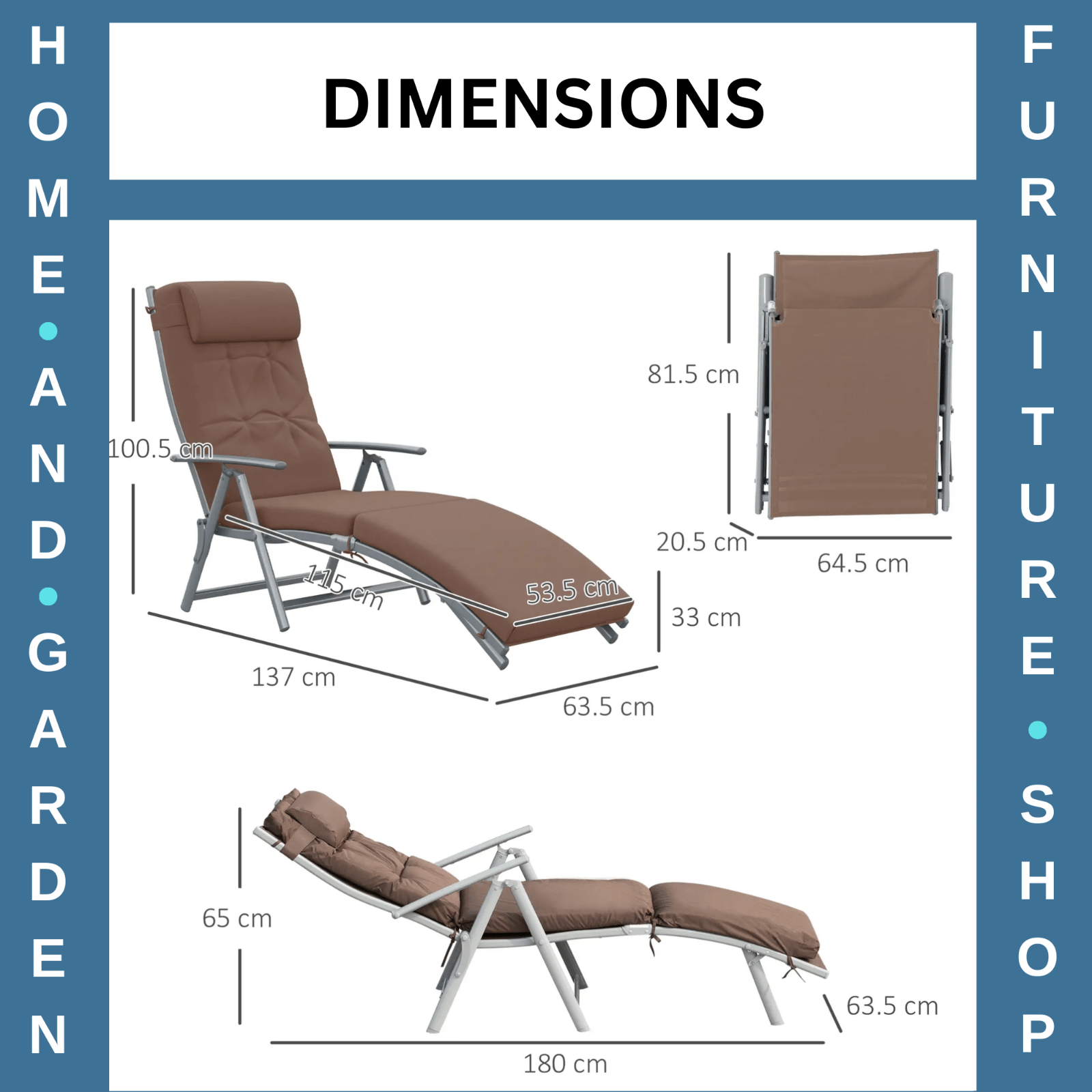 Steel Frame Outdoor Garden Padded Sun Lounger with Pillow Adjustable Patio Chair - Home and Garden Furniture Shop - #rustic - furniture#
