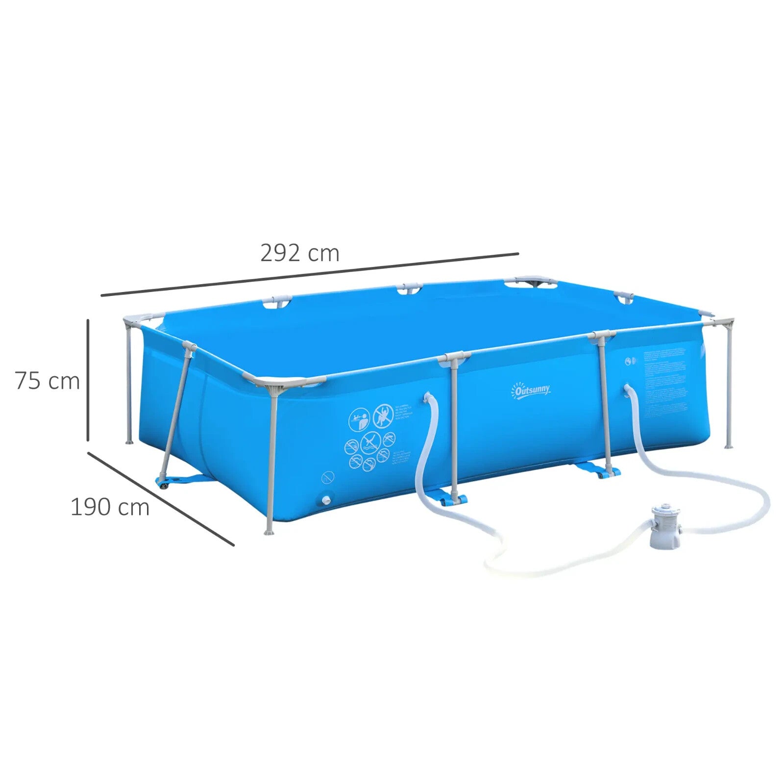 Steel Frame Swimming Pool w/ Filter Pump Reinforced Sidewalls 292 x 190 x 75 cm - Home and Garden Furniture Shop - rustic - furniture