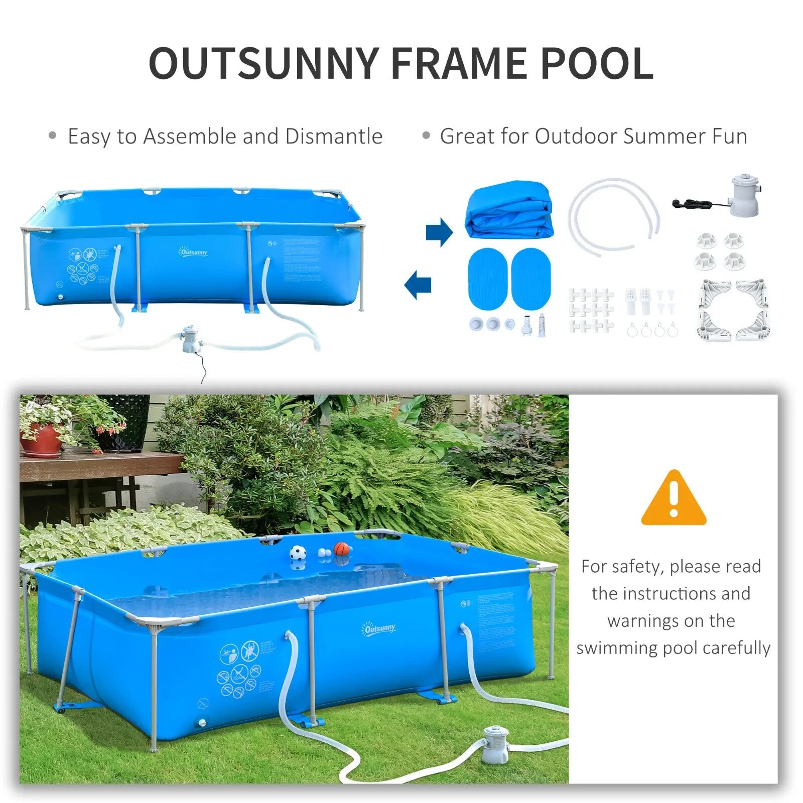 Steel Frame Swimming Pool w/ Filter Pump Reinforced Sidewalls 292 x 190 x 75 cm - Home and Garden Furniture Shop - rustic - furniture