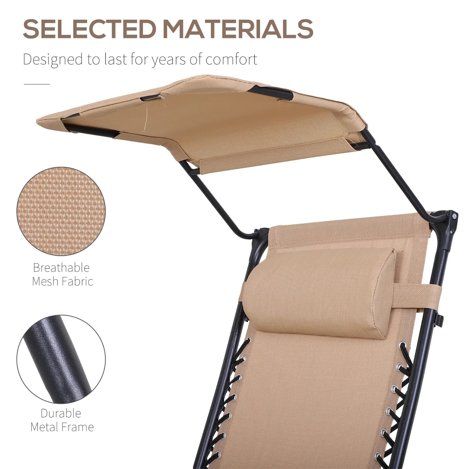 Steel Frame Zero Gravity Outdoor Garden Deck Chair Recliner with Sun Canopy - Home and Garden Furniture Shop - rustic - furniture