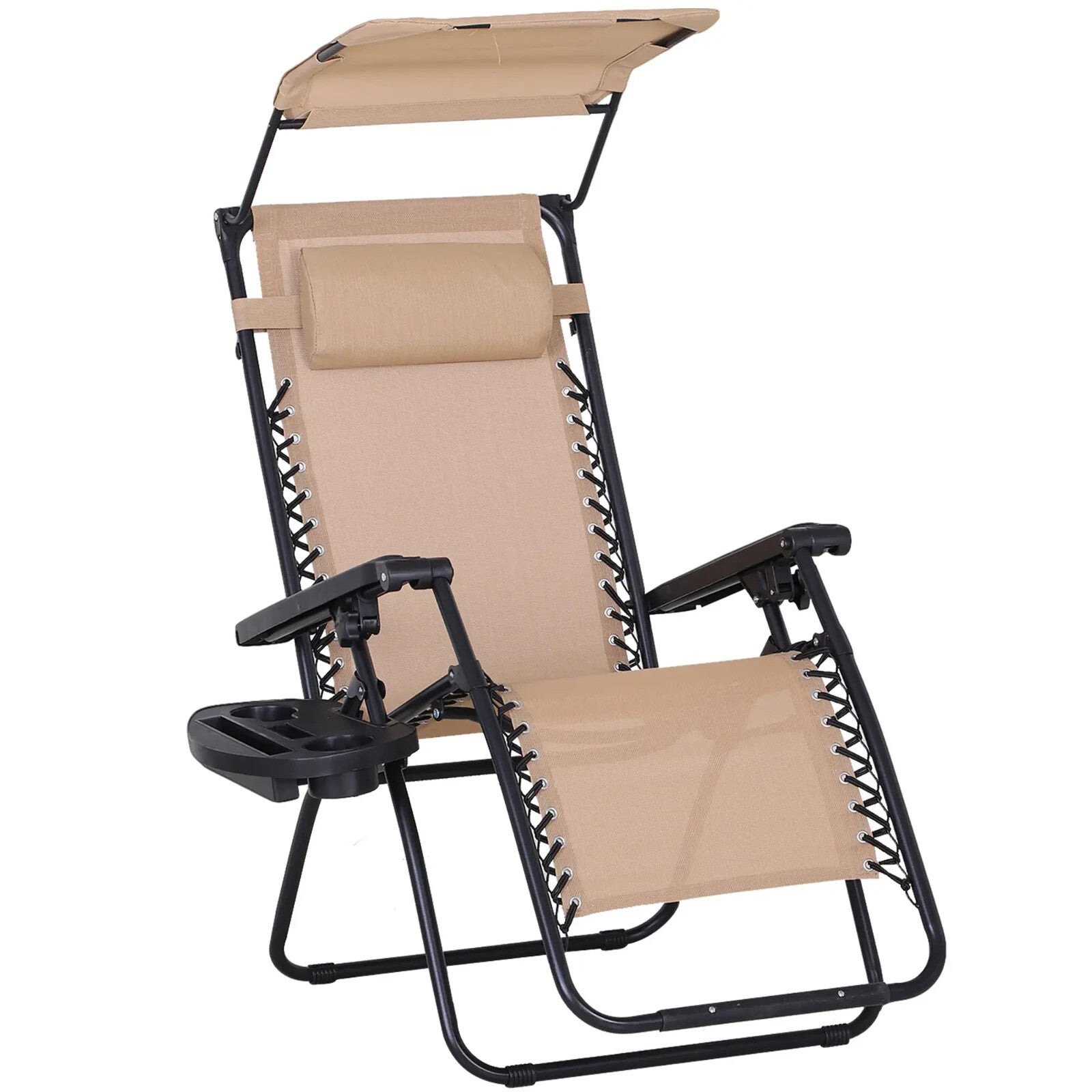Steel Frame Zero Gravity Outdoor Garden Deck Chair Recliner with Sun Canopy - Home and Garden Furniture Shop - rustic - furniture