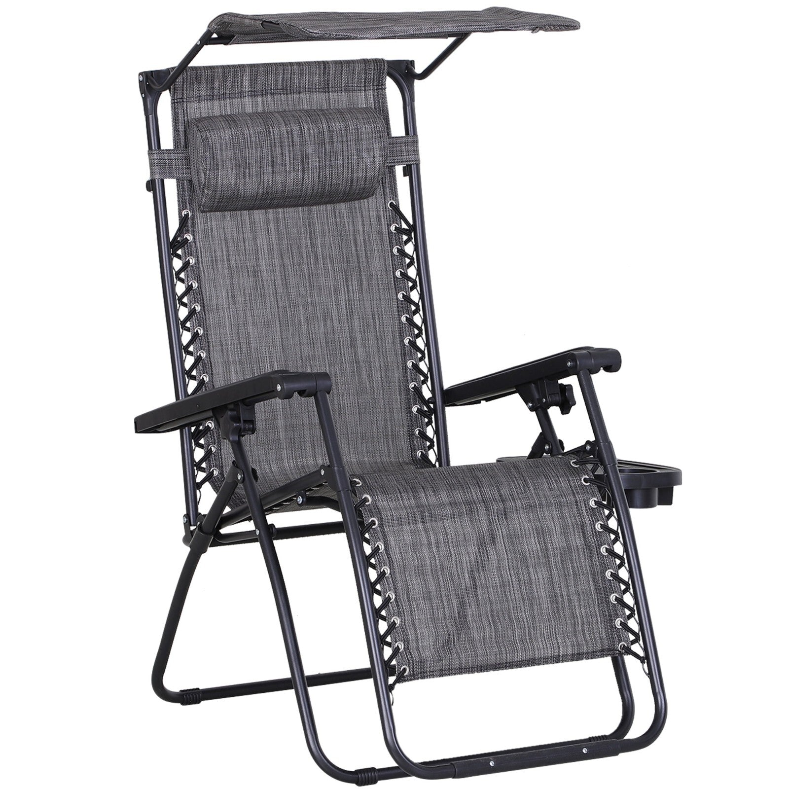 Steel Frame Zero Gravity Outdoor Garden Deck Chair w/ Adjustable Canopy Lounger - Home and Garden Furniture Shop - rustic - furniture