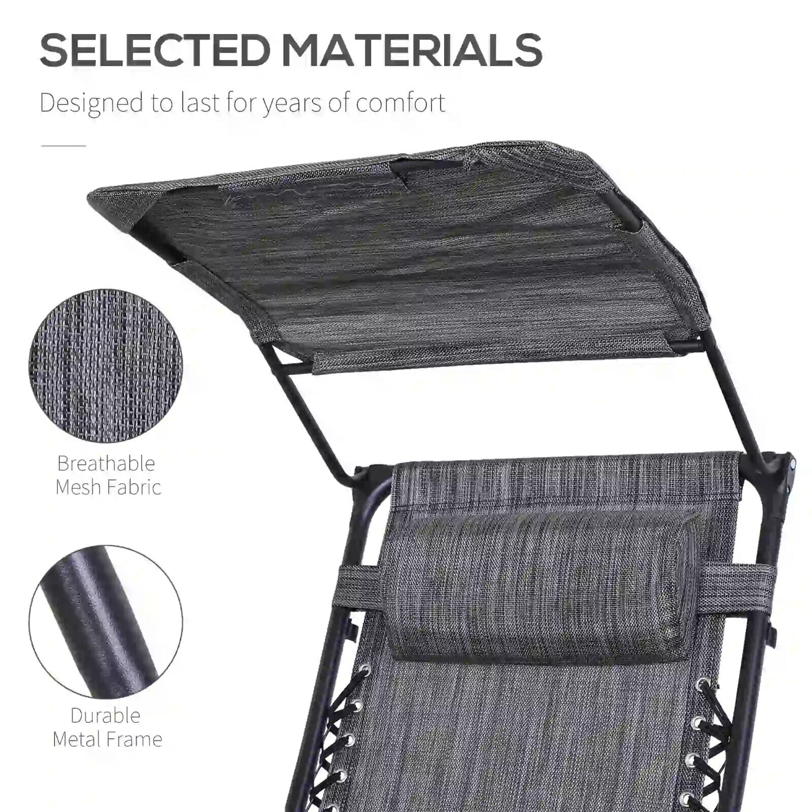 Steel Frame Zero Gravity Outdoor Garden Deck Chair w/ Adjustable Canopy Lounger - Home and Garden Furniture Shop - #rustic - furniture#
