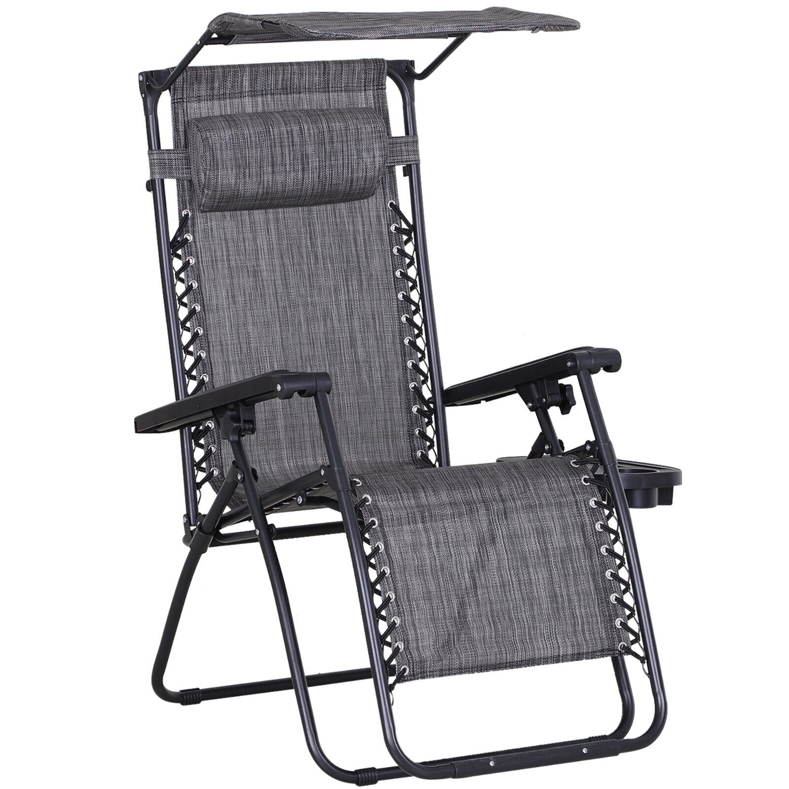 Steel Frame Zero Gravity Outdoor Garden Deck Chair w/ Adjustable Canopy Lounger - Home and Garden Furniture Shop - #rustic - furniture#