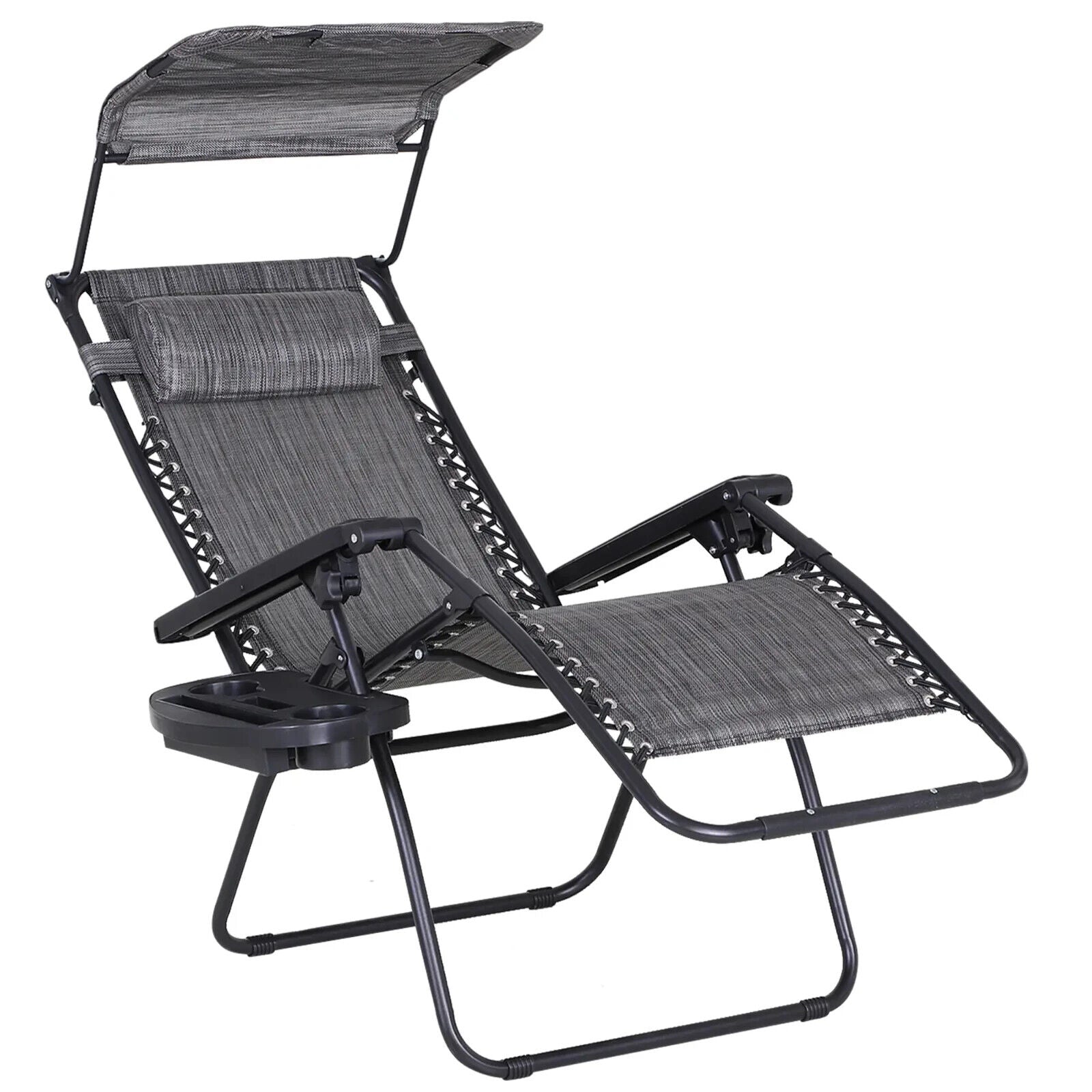 Steel Frame Zero Gravity Outdoor Garden Deck Chair w/ Adjustable Canopy Lounger - Home and Garden Furniture Shop - #rustic - furniture#
