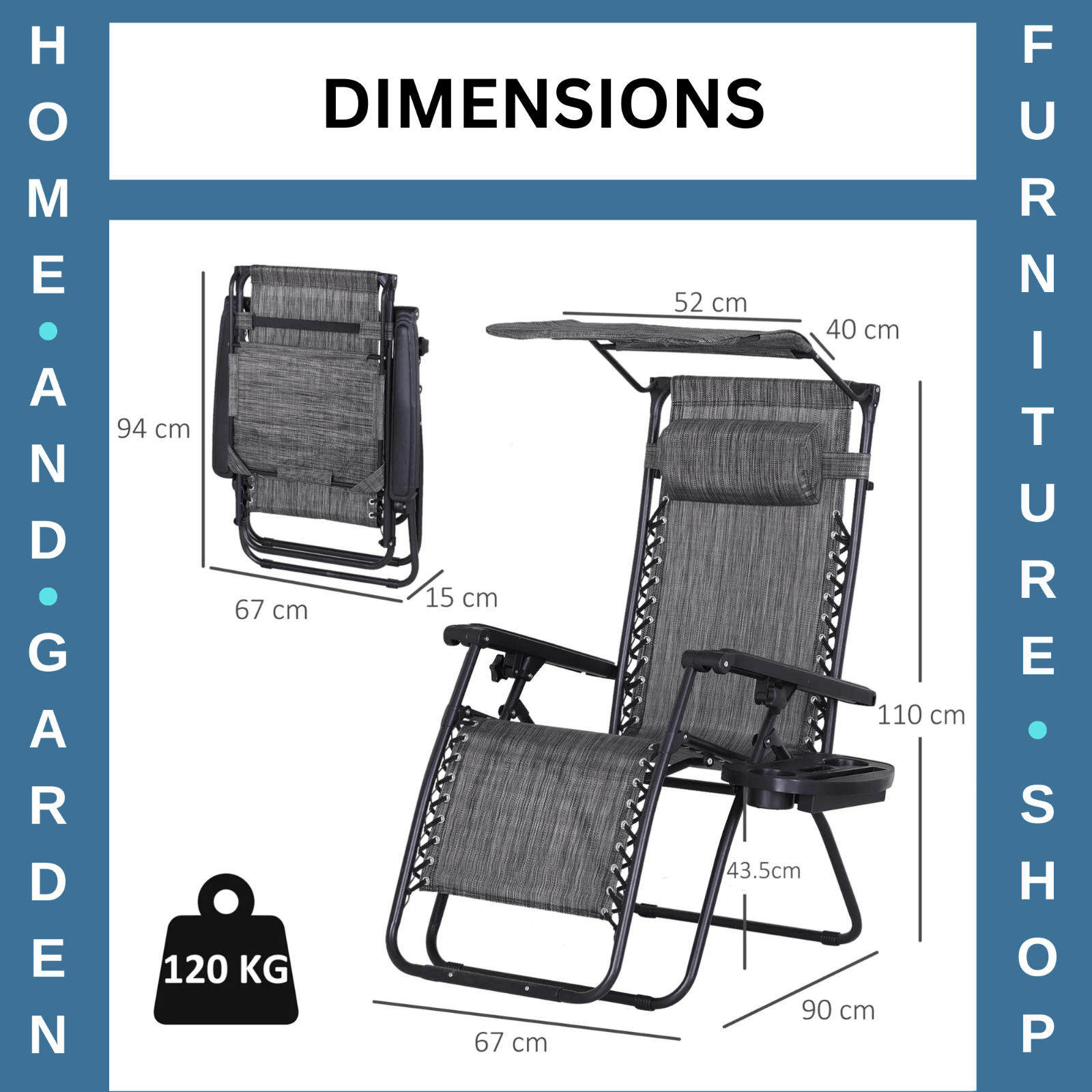 Steel Frame Zero Gravity Outdoor Garden Deck Chair w/ Adjustable Canopy Lounger - Home and Garden Furniture Shop - #rustic - furniture#