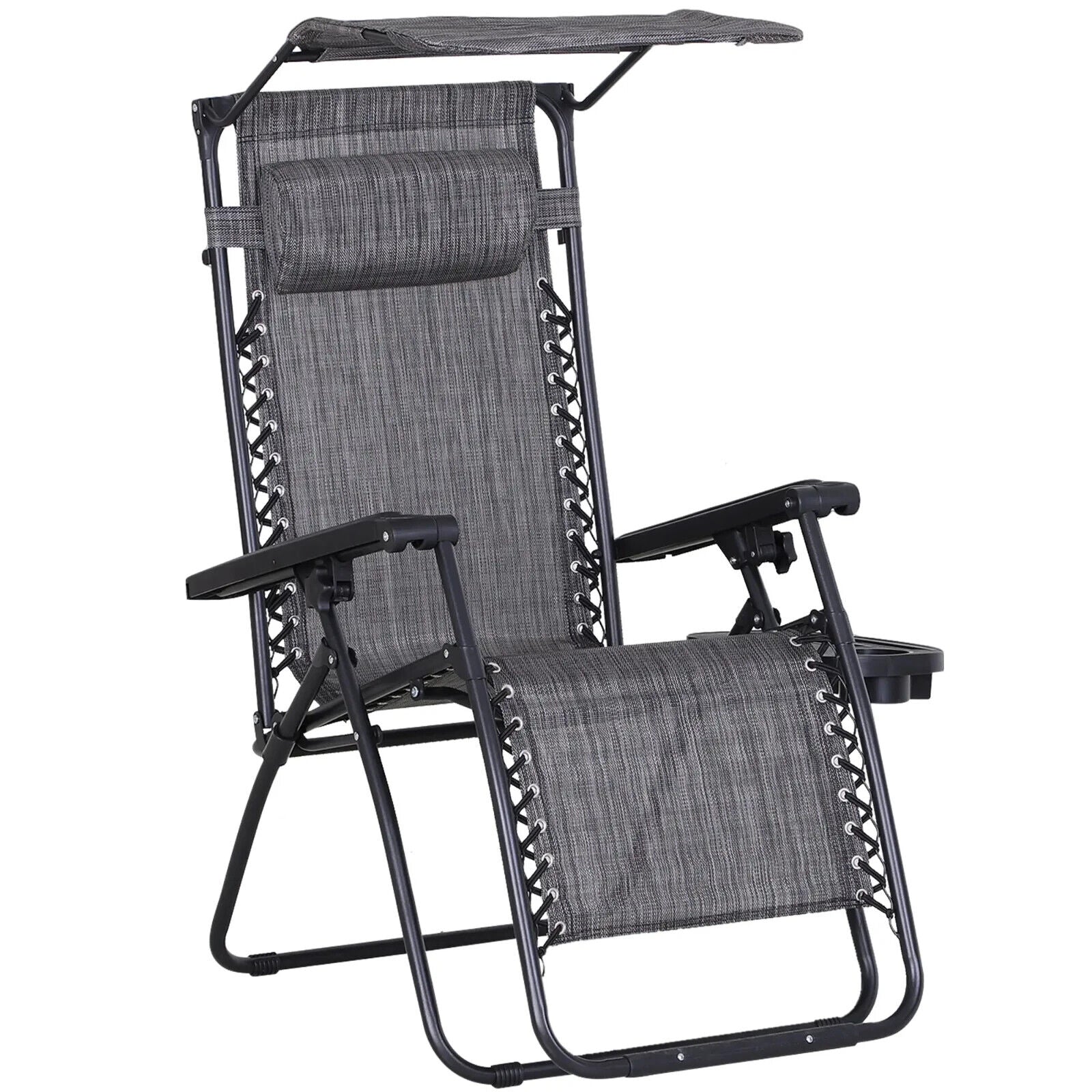 Steel Frame Zero Gravity Outdoor Garden Deck Chair w/ Adjustable Canopy Lounger - Home and Garden Furniture Shop - #rustic - furniture#