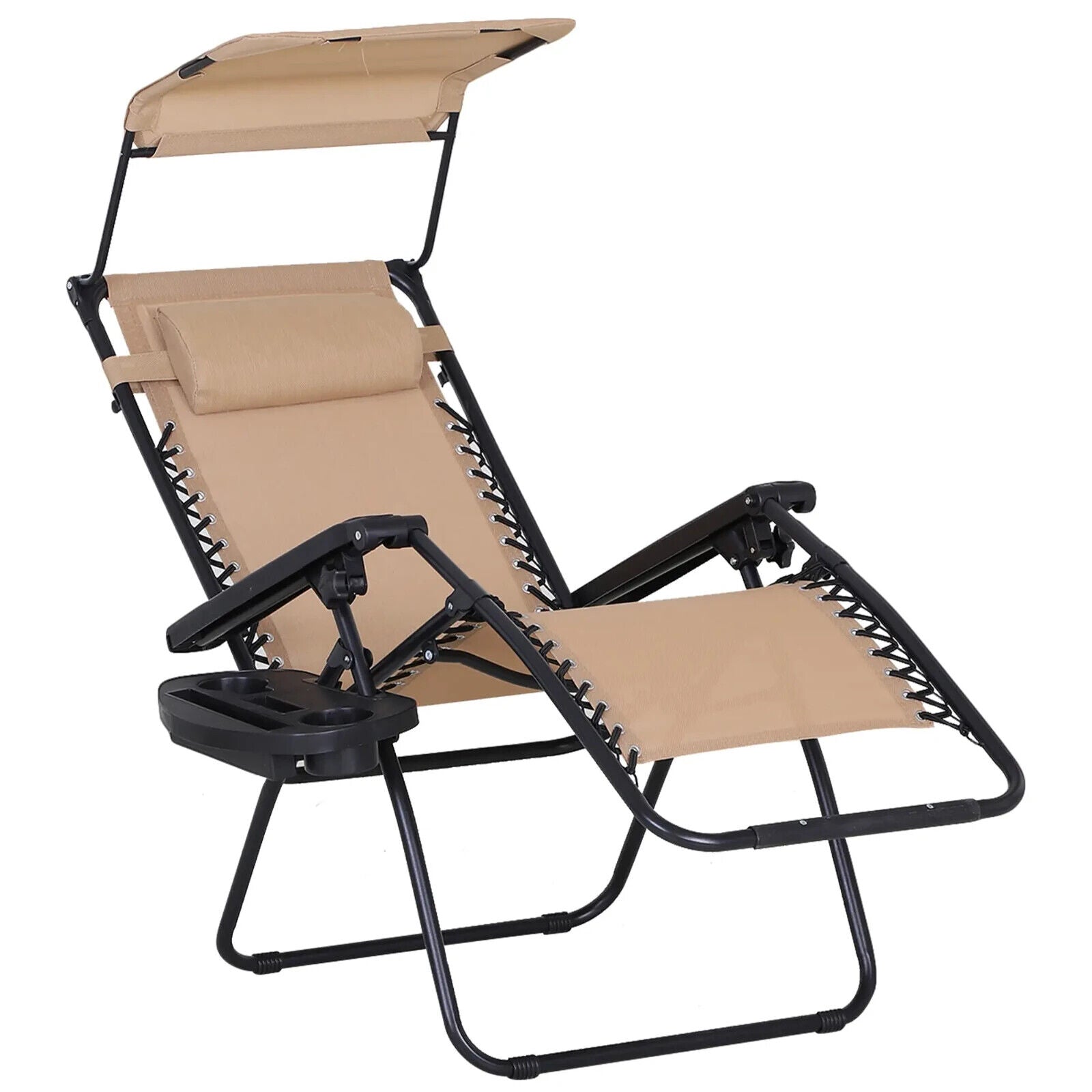 Steel Frame Zero Gravity Outdoor Garden Deck Chair w/ Adjustable Canopy Recliner - Home and Garden Furniture Shop - #rustic - furniture#