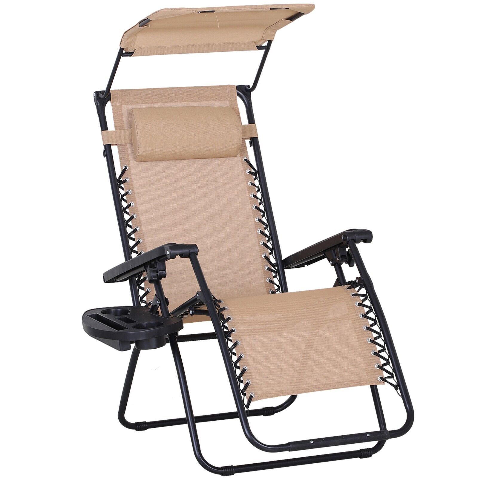Steel Frame Zero Gravity Outdoor Garden Deck Chair w/ Adjustable Canopy Recliner - Home and Garden Furniture Shop - #rustic - furniture#