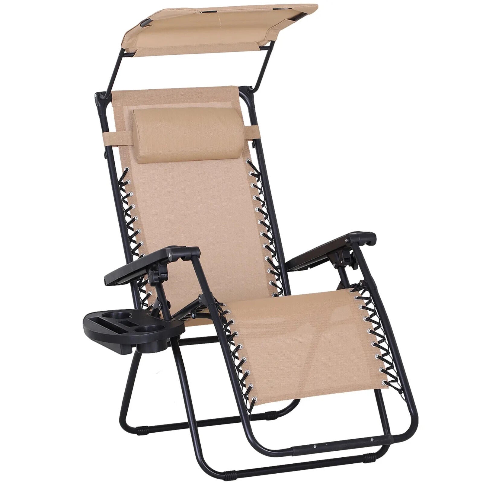 Steel Frame Zero Gravity Outdoor Garden Deck Chair w/ Adjustable Canopy Recliner - Home and Garden Furniture Shop - #rustic - furniture#