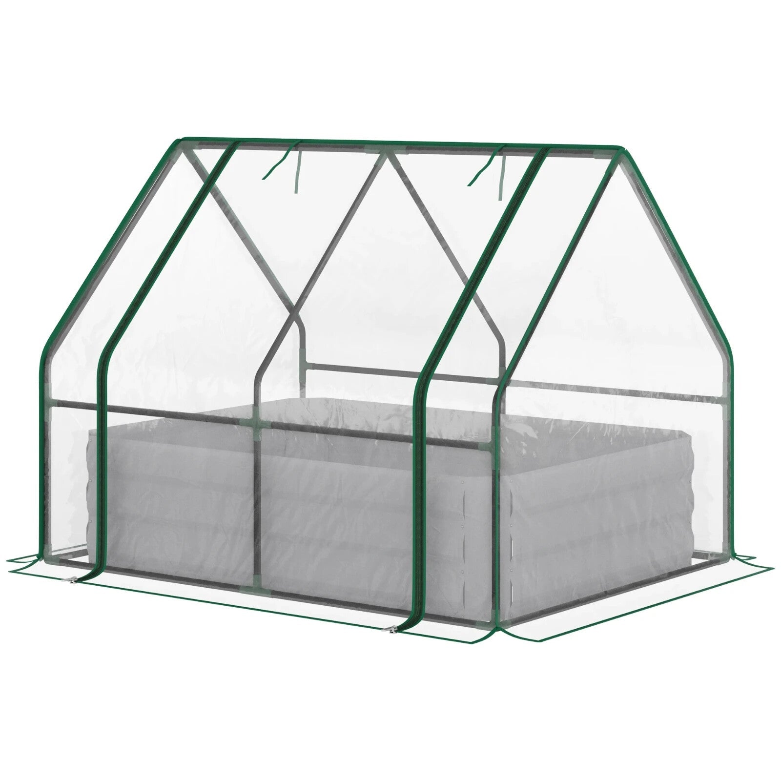 Steel Raised Garden Planter Box Kit w/ Greenhouse Cover for Use Outdoor Growing - Home and Garden Furniture Shop - rustic - furniture
