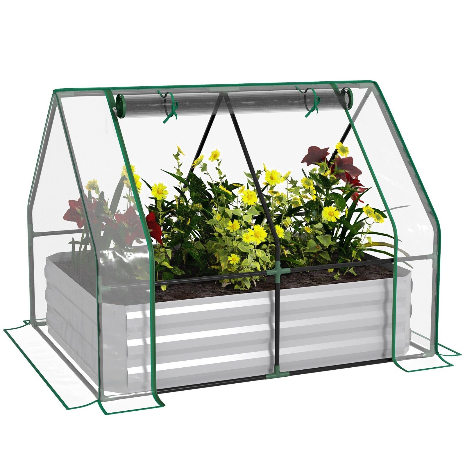 Steel Raised Garden Planter Box Kit w/ Greenhouse Cover for Use Outdoor Growing - Home and Garden Furniture Shop - #rustic - furniture#