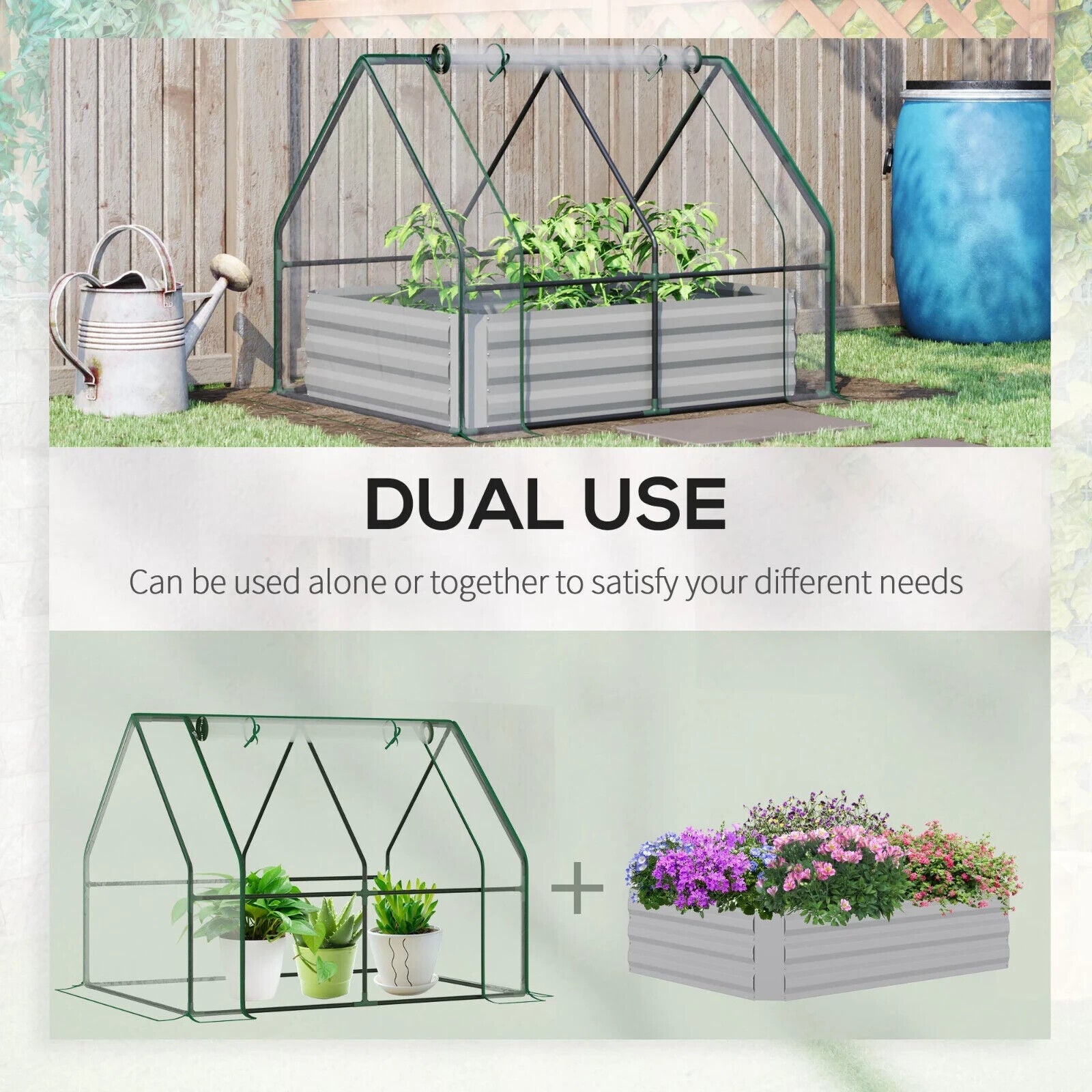 Steel Raised Garden Planter Box Kit w/ Greenhouse Cover for Use Outdoor Growing - Home and Garden Furniture Shop - #rustic - furniture#