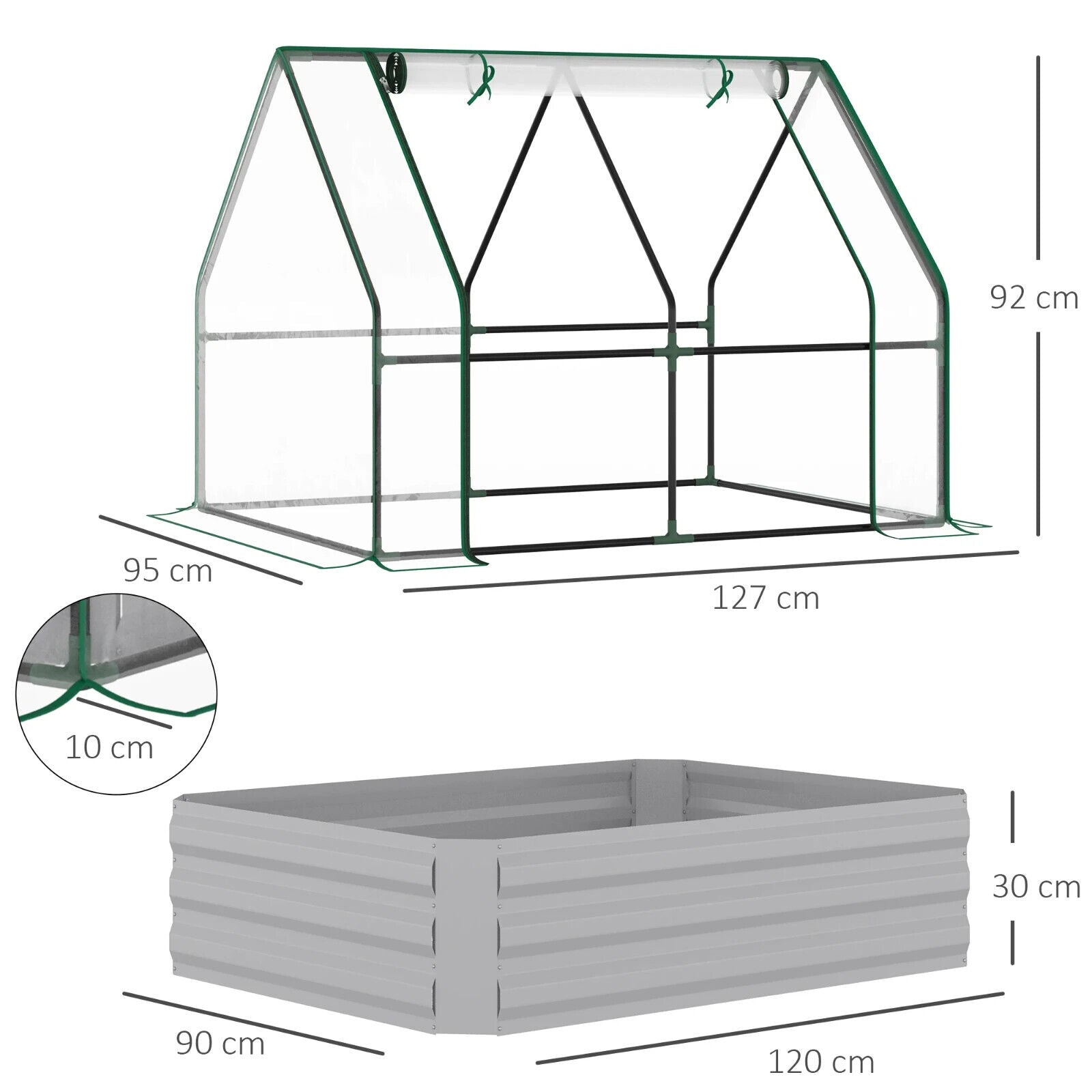 Steel Raised Garden Planter Box Kit w/ Greenhouse Cover for Use Outdoor Growing - Home and Garden Furniture Shop - #rustic - furniture#