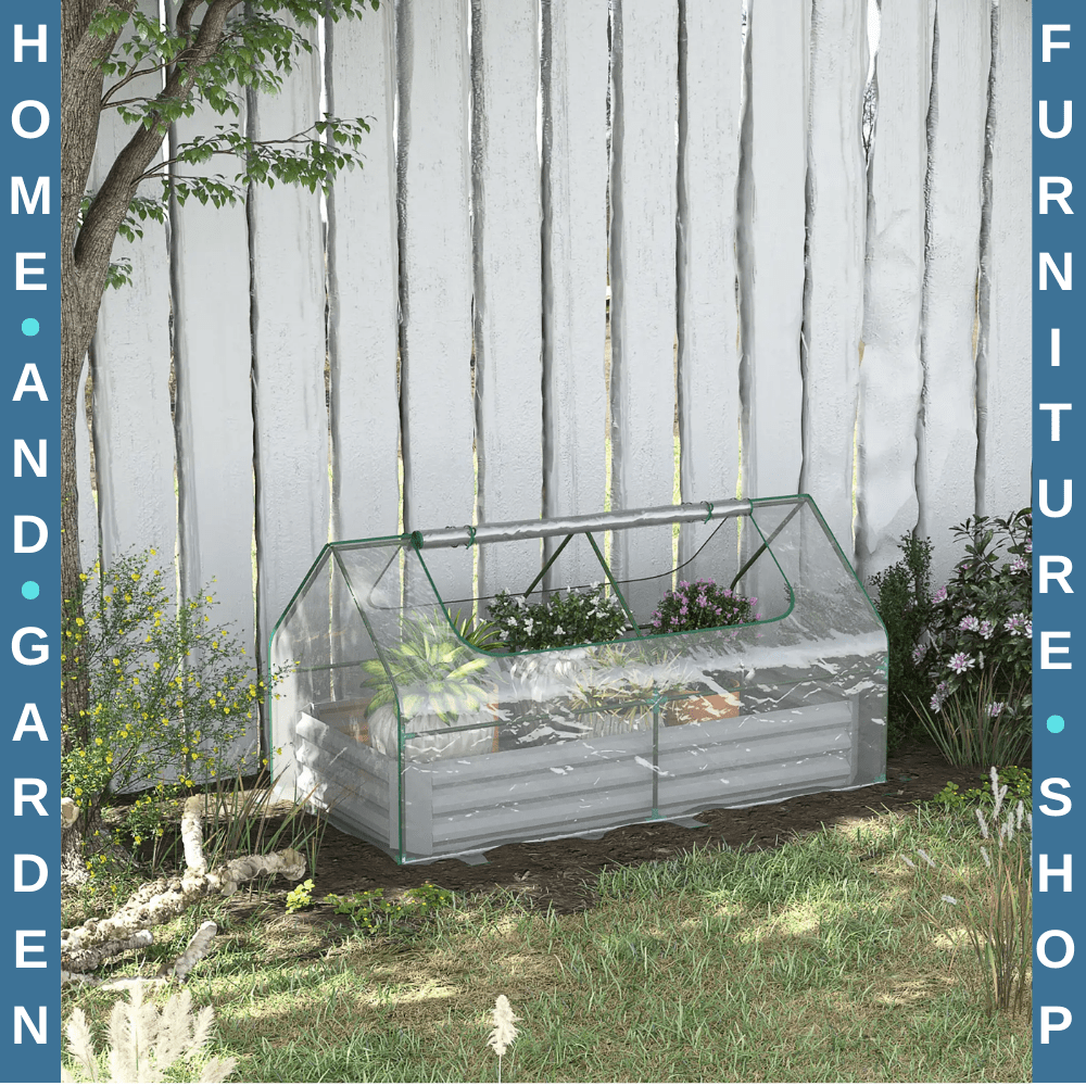 Steel Raised Garden Planter Box Kit w/ Greenhouse Cover Outdoor Dual Use Growing - Home and Garden Furniture Shop - rustic - furniture