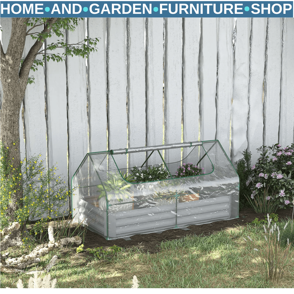 Steel Raised Garden Planter Box Kit w/ Greenhouse Cover Outdoor Dual Use Growing - Home and Garden Furniture Shop - rustic - furniture