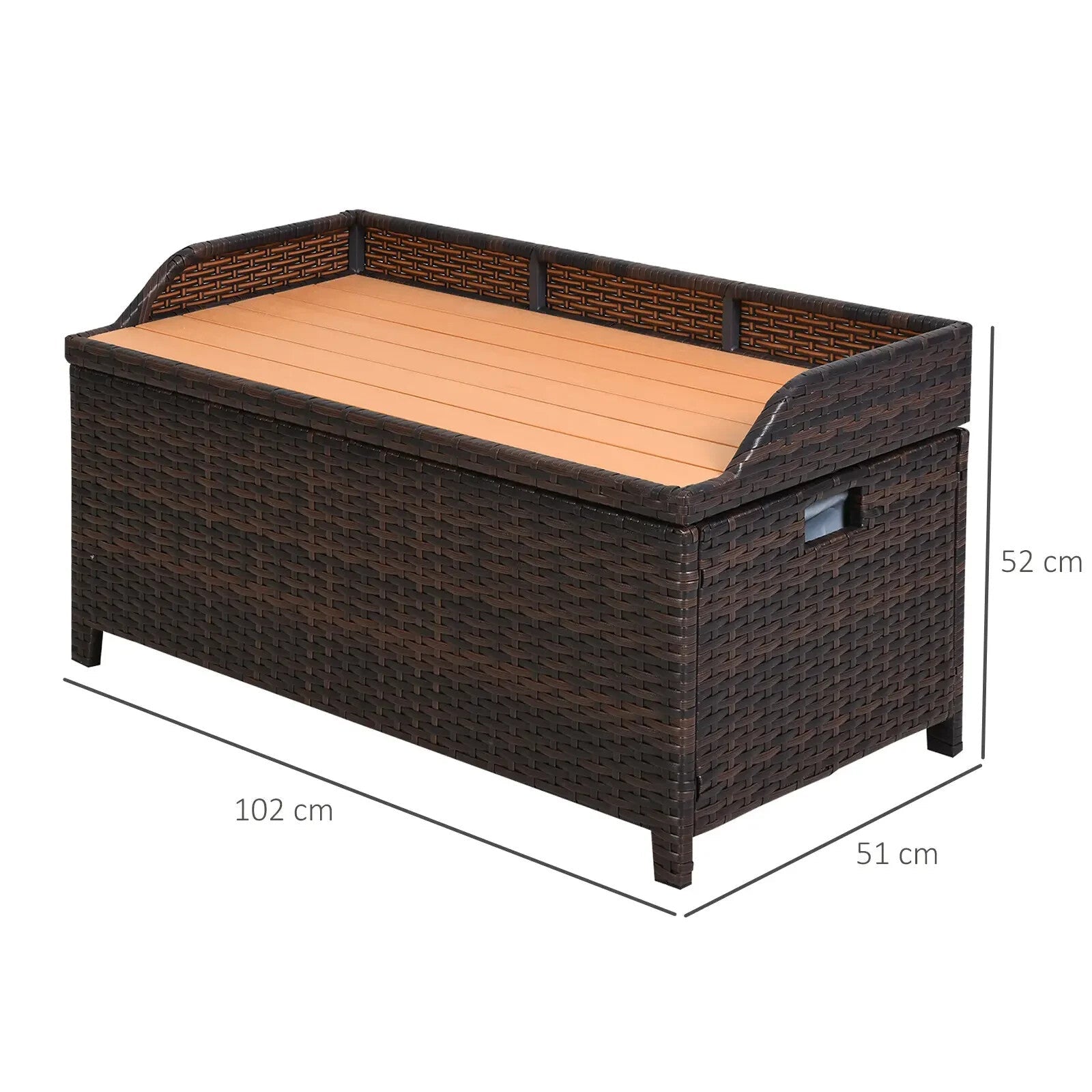 Storage Box PE Rattan Powder Coated w/ Seat Bench Rectangular Shape Mixed Brown - Home and Garden Furniture Shop - rustic - furniture