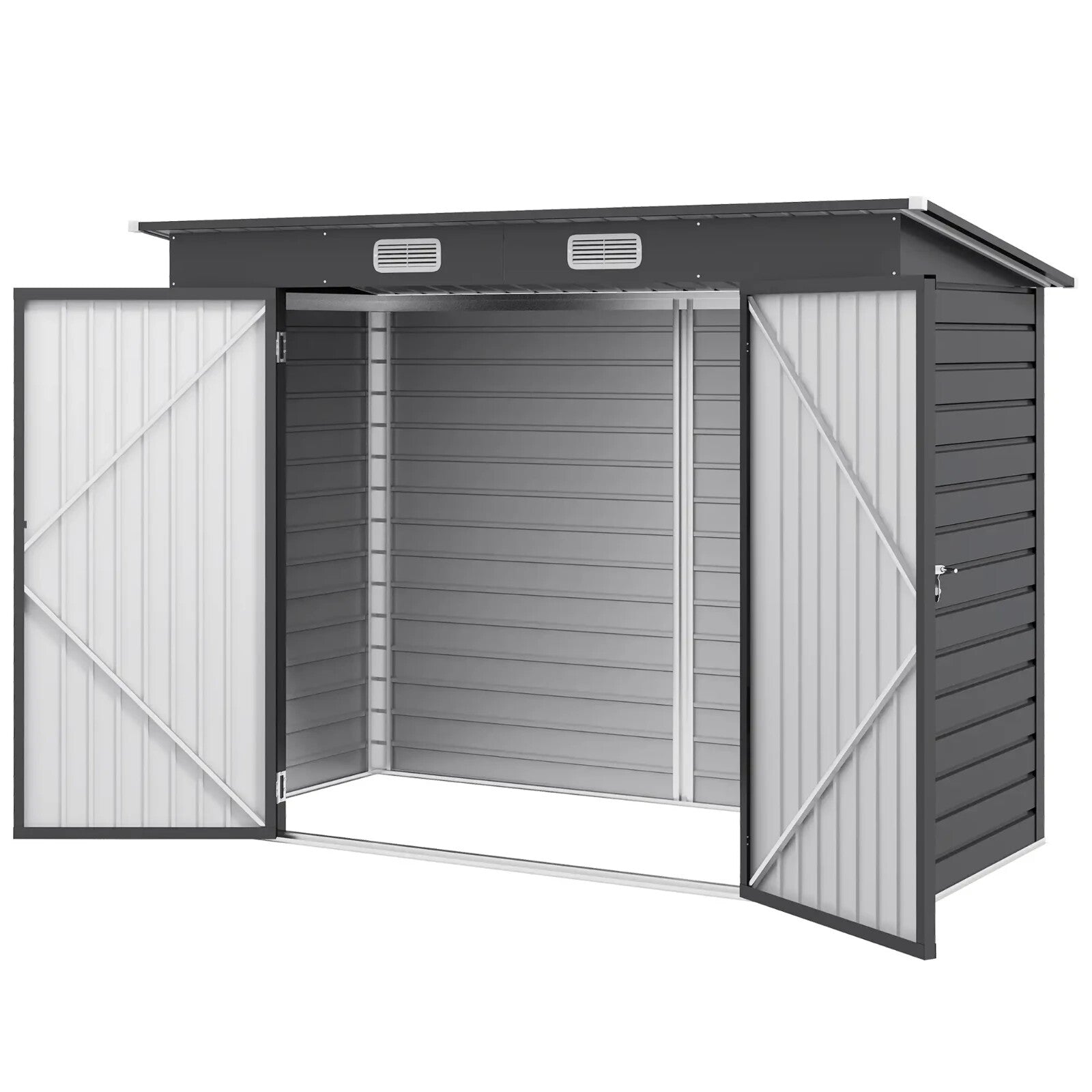 Storage Shed Rectangular Padlock Latched Double Doors w/ Ventilation Slots Grey - Home and Garden Furniture Shop - rustic - furniture