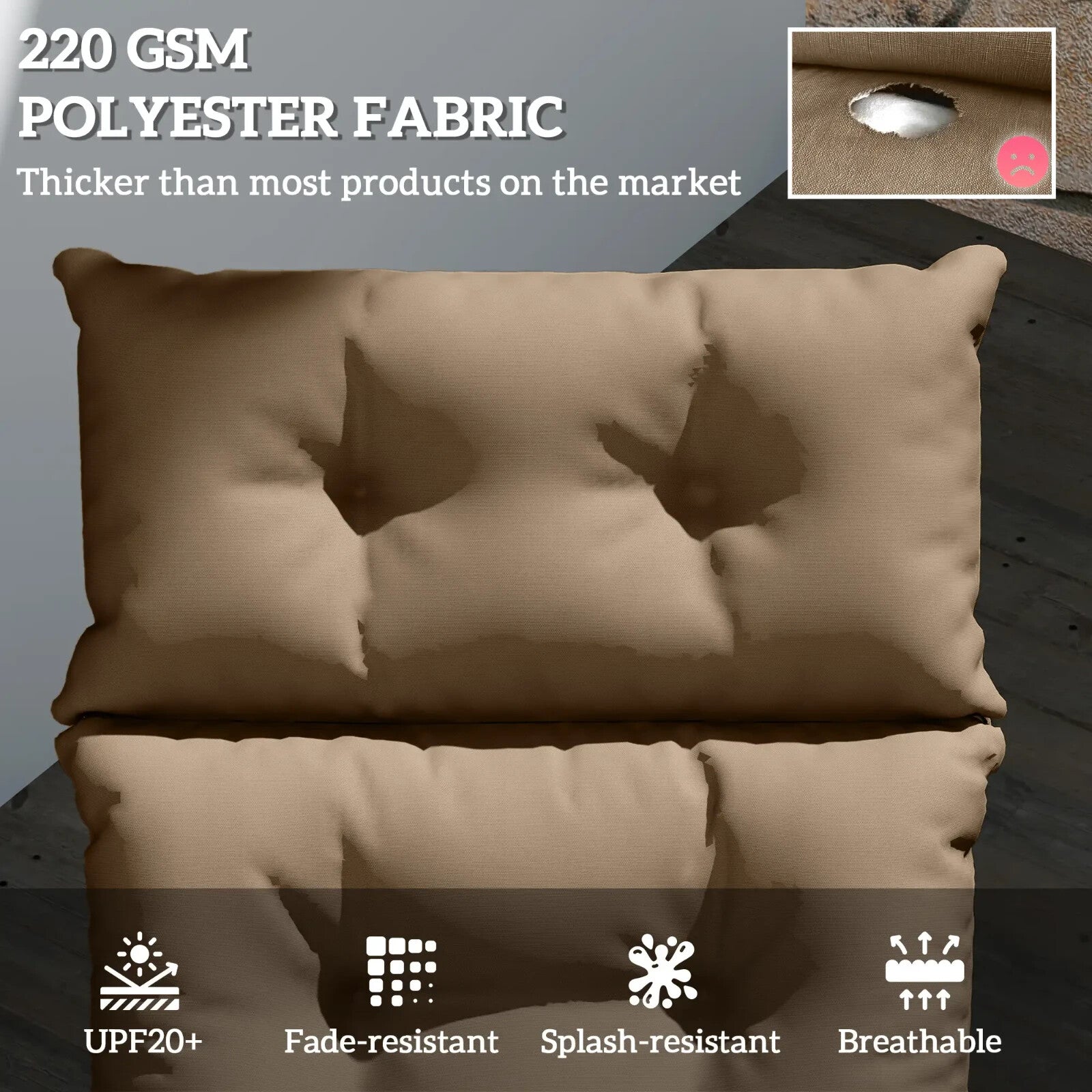 Sun Lounger Cushion Only 190x56x10cm Garden Chair Pad UPF20 Thick Outdoor Sunbed - Home and Garden Furniture Shop - rustic - furniture