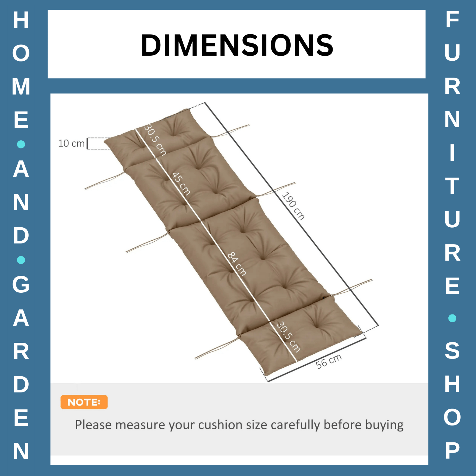 Sun Lounger Cushion Only 190x56x10cm Garden Chair Pad UPF20 Thick Outdoor Sunbed - Home and Garden Furniture Shop - #rustic - furniture#