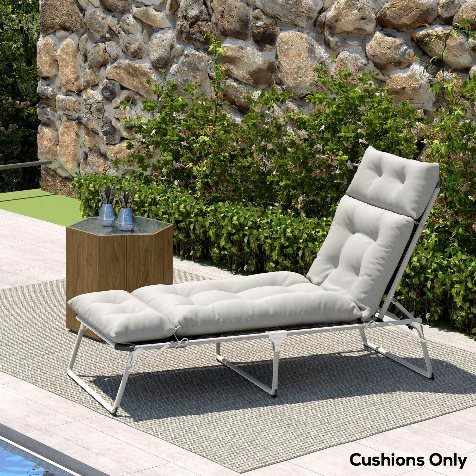 Sun Lounger Cushion Only 190x56x10cm Garden Chair Pad UPF20 Thick Sunbed Cushion - Home and Garden Furniture Shop - rustic - furniture