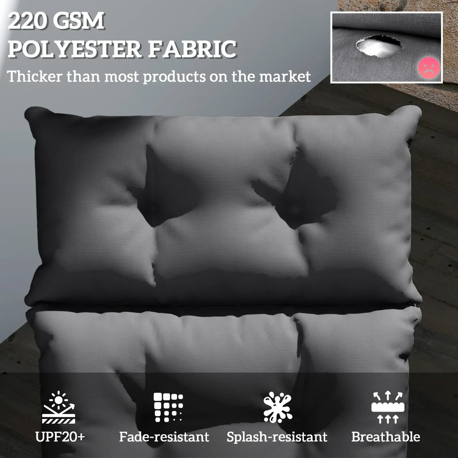 Sun Lounger Cushion Only 190x56x10cm Garden Lounge Chair Pad UPF20 Thick Sunbed - Home and Garden Furniture Shop - rustic - furniture