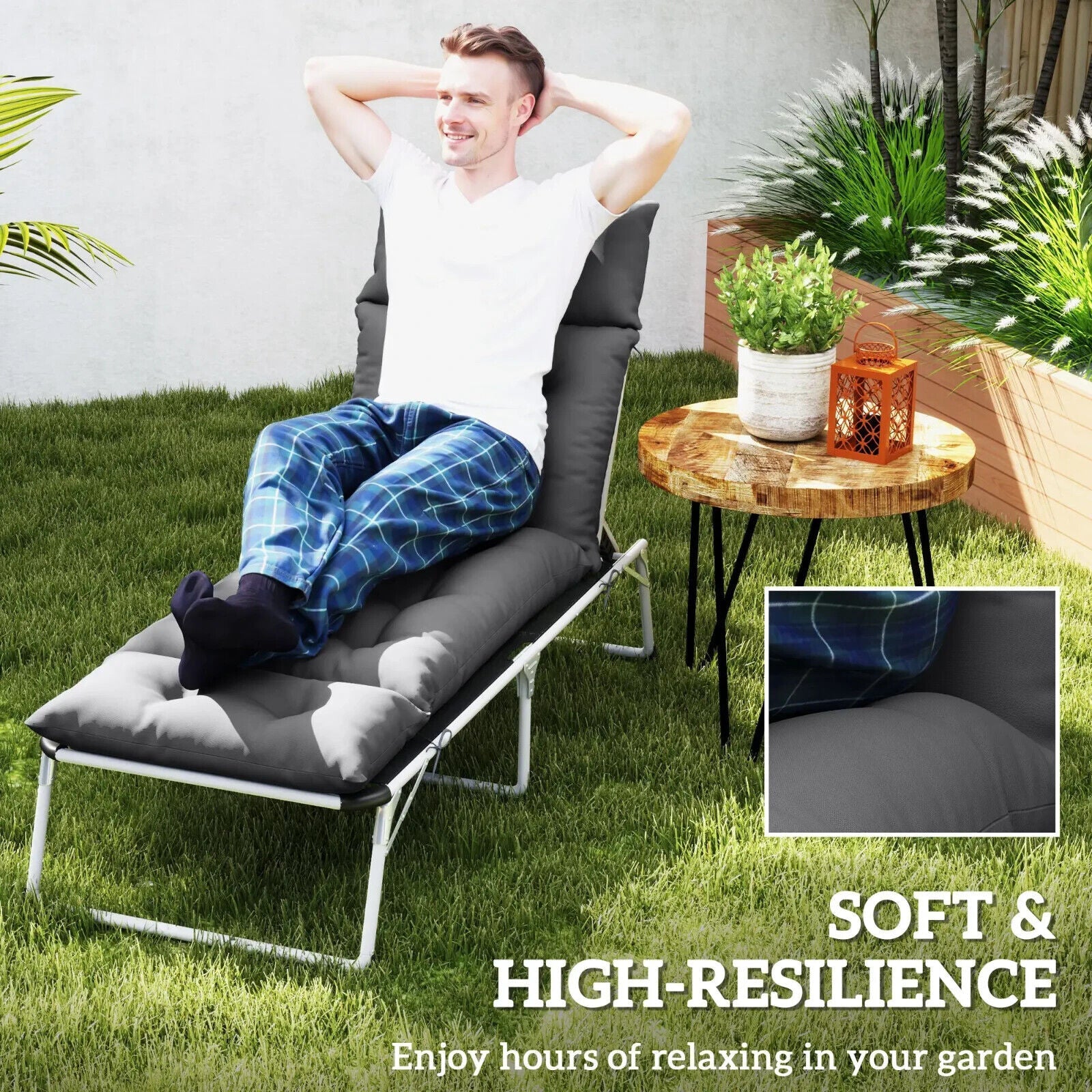 Sun Lounger Cushion Only 190x56x10cm Garden Lounge Chair Pad UPF20 Thick Sunbed - Home and Garden Furniture Shop - #rustic - furniture#