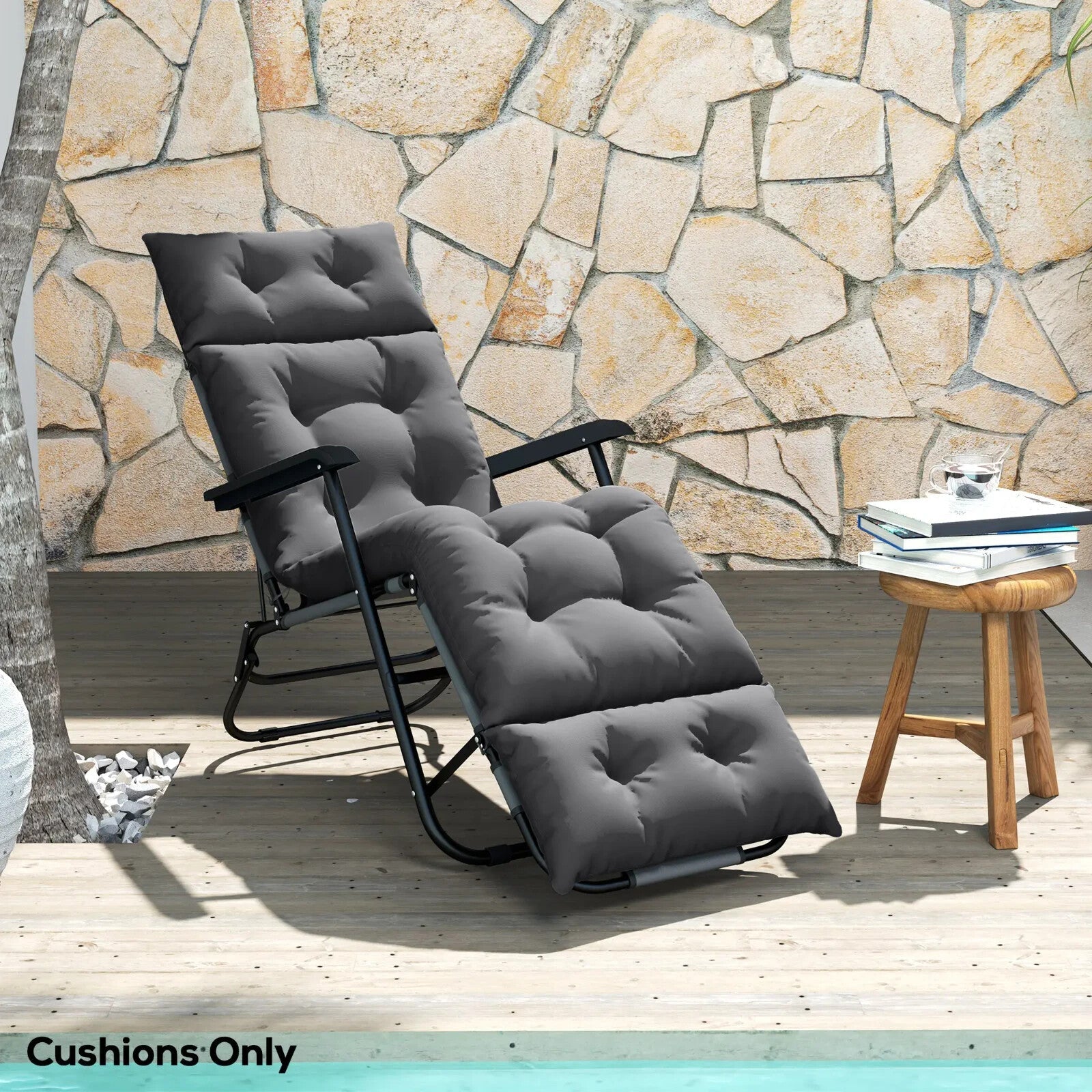 Sun Lounger Cushion Only 190x56x10cm Garden Lounge Chair Pad UPF20 Thick Sunbed - Home and Garden Furniture Shop - rustic - furniture