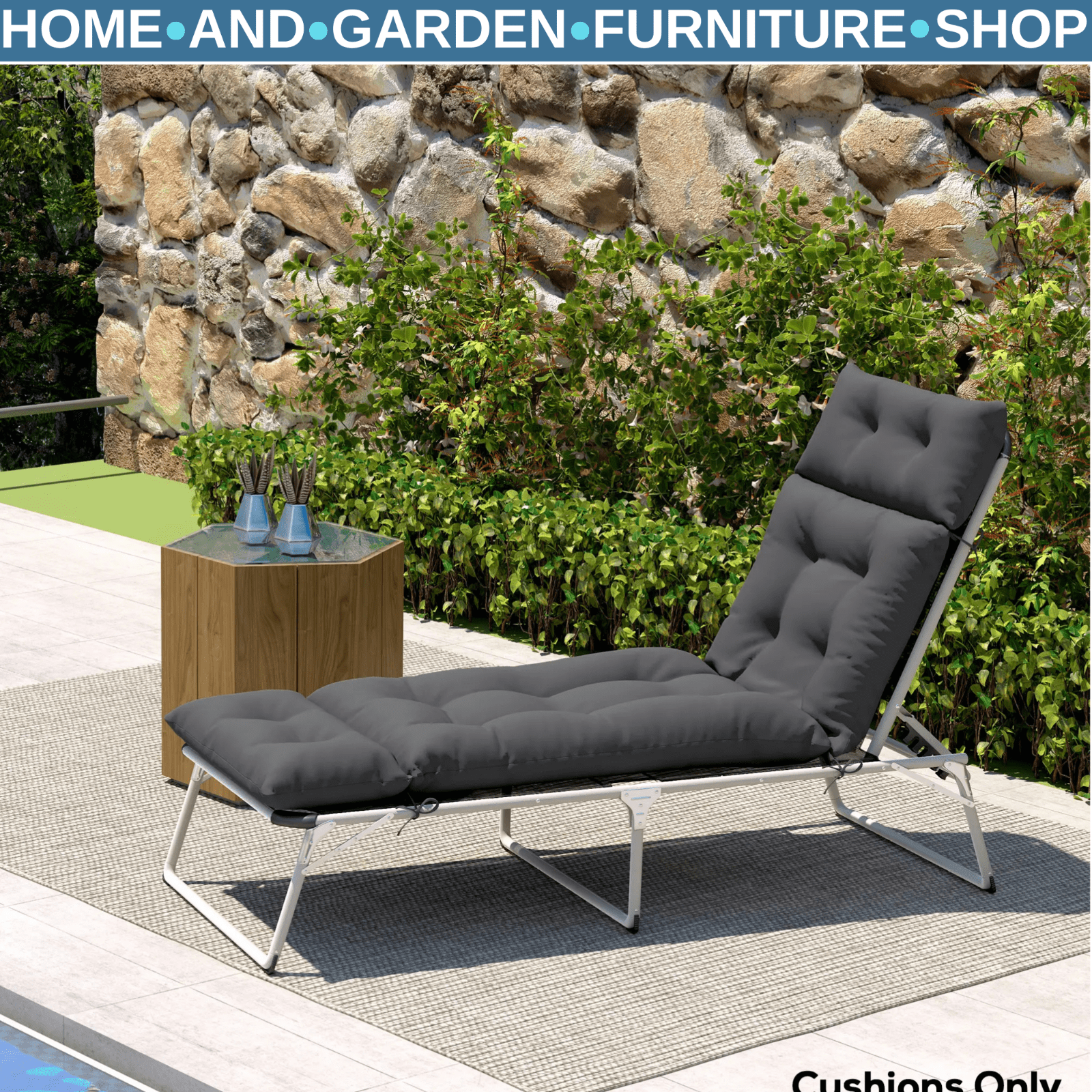 Sun Lounger Cushion Only 190x56x10cm Garden Lounge Chair Pad UPF20 Thick Sunbed - Home and Garden Furniture Shop - rustic - furniture