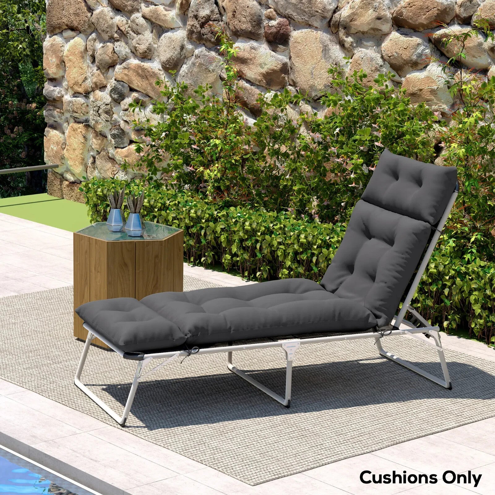 Sun Lounger Cushion Only 190x56x10cm Garden Lounge Chair Pad UPF20 Thick Sunbed - Home and Garden Furniture Shop - rustic - furniture