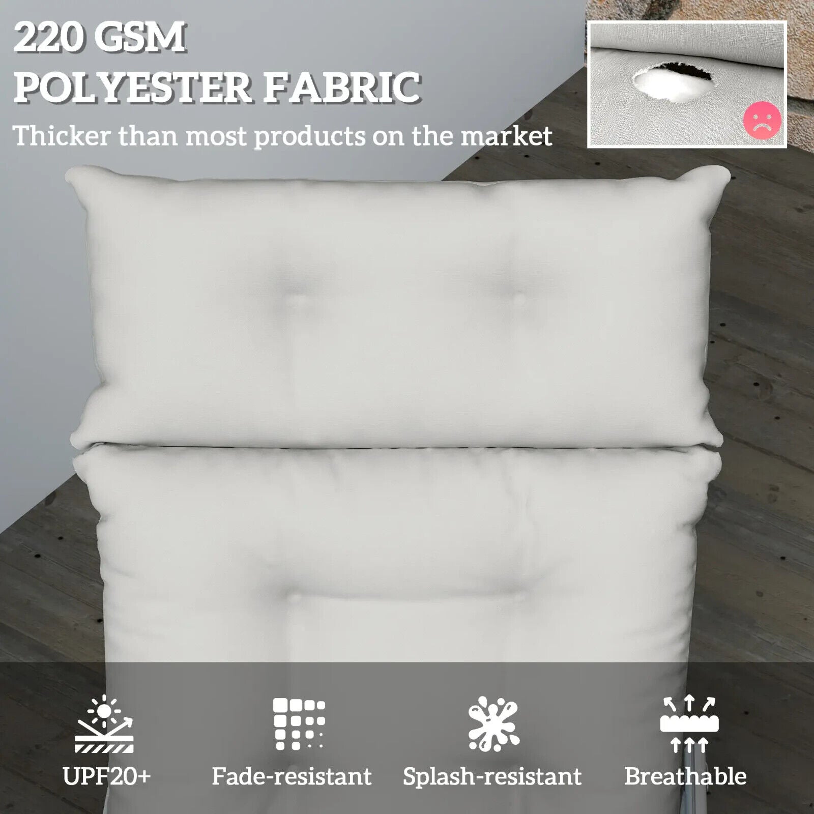 Sun Lounger Cushion Replacement Garden Lounge Chair Pad Light Grey Polyester - Home and Garden Furniture Shop - #rustic - furniture#