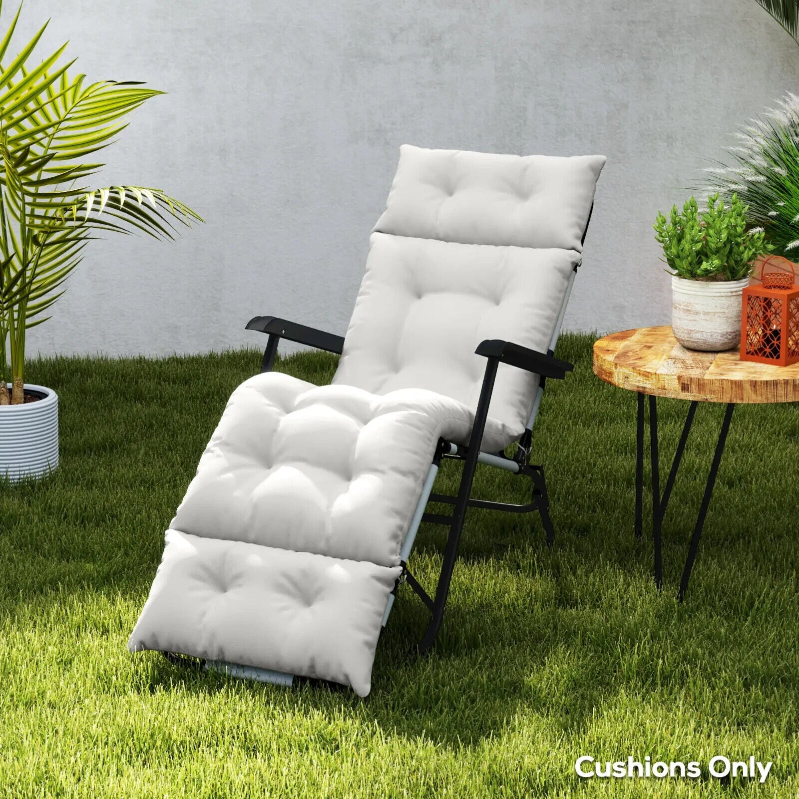 Sun Lounger Cushion Replacement Garden Lounge Chair Pad Light Grey Polyester - Home and Garden Furniture Shop - #rustic - furniture#