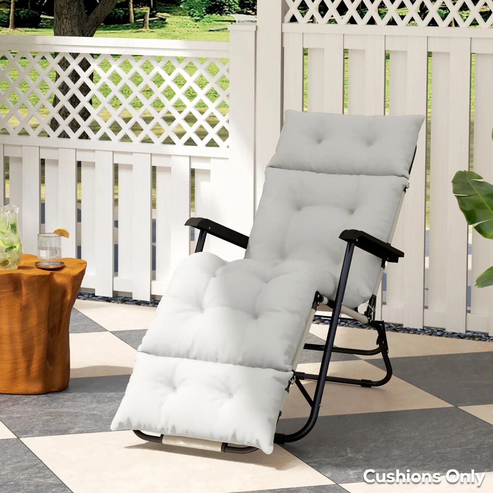 Sun Lounger Cushion Replacement Garden Lounge Chair Pad Light Grey Polyester - Home and Garden Furniture Shop - #rustic - furniture#