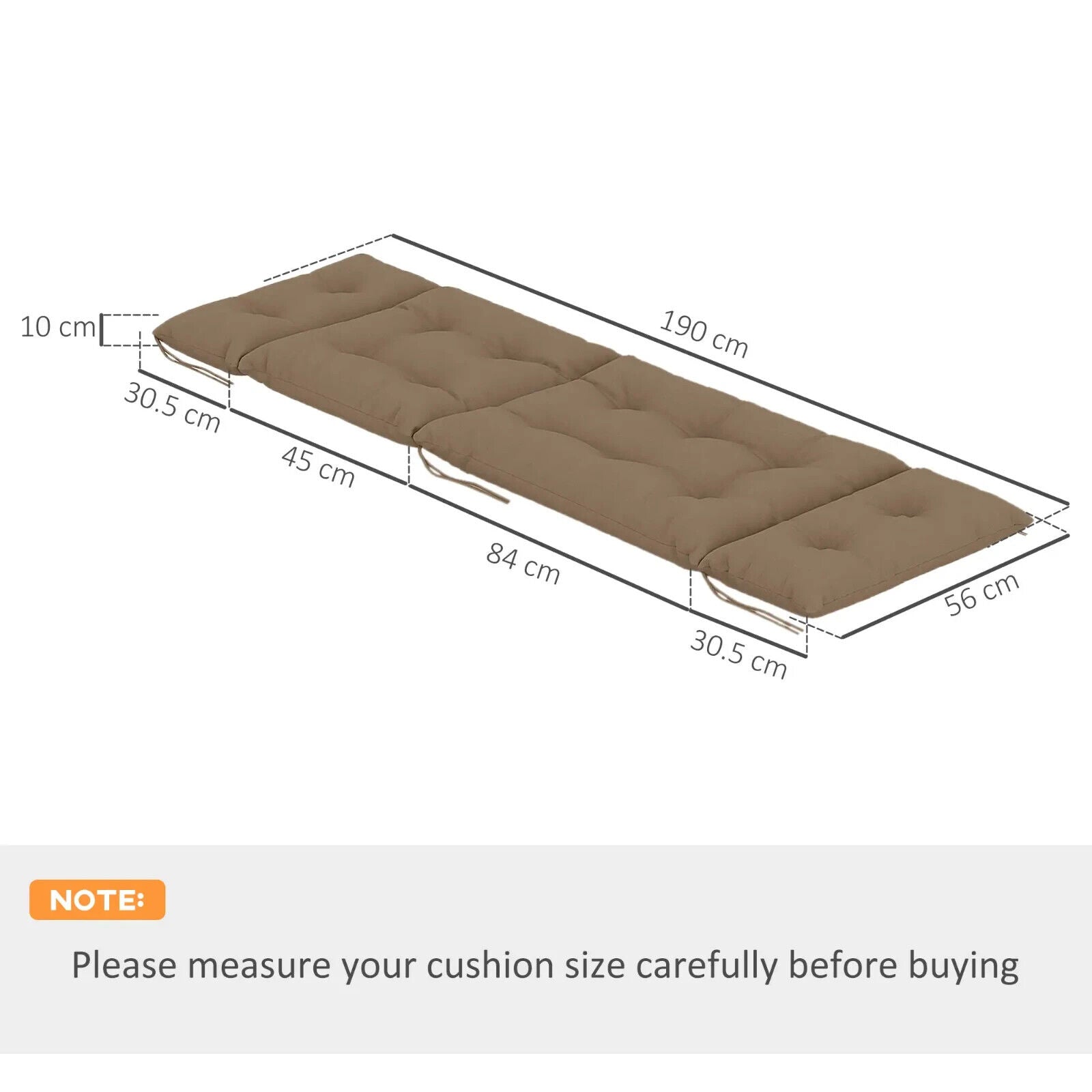 Sun Lounger Cushions Only 190x56x10cm Set of 2 Garden Chair Pads UPF20 Thick - Home and Garden Furniture Shop - #rustic - furniture#