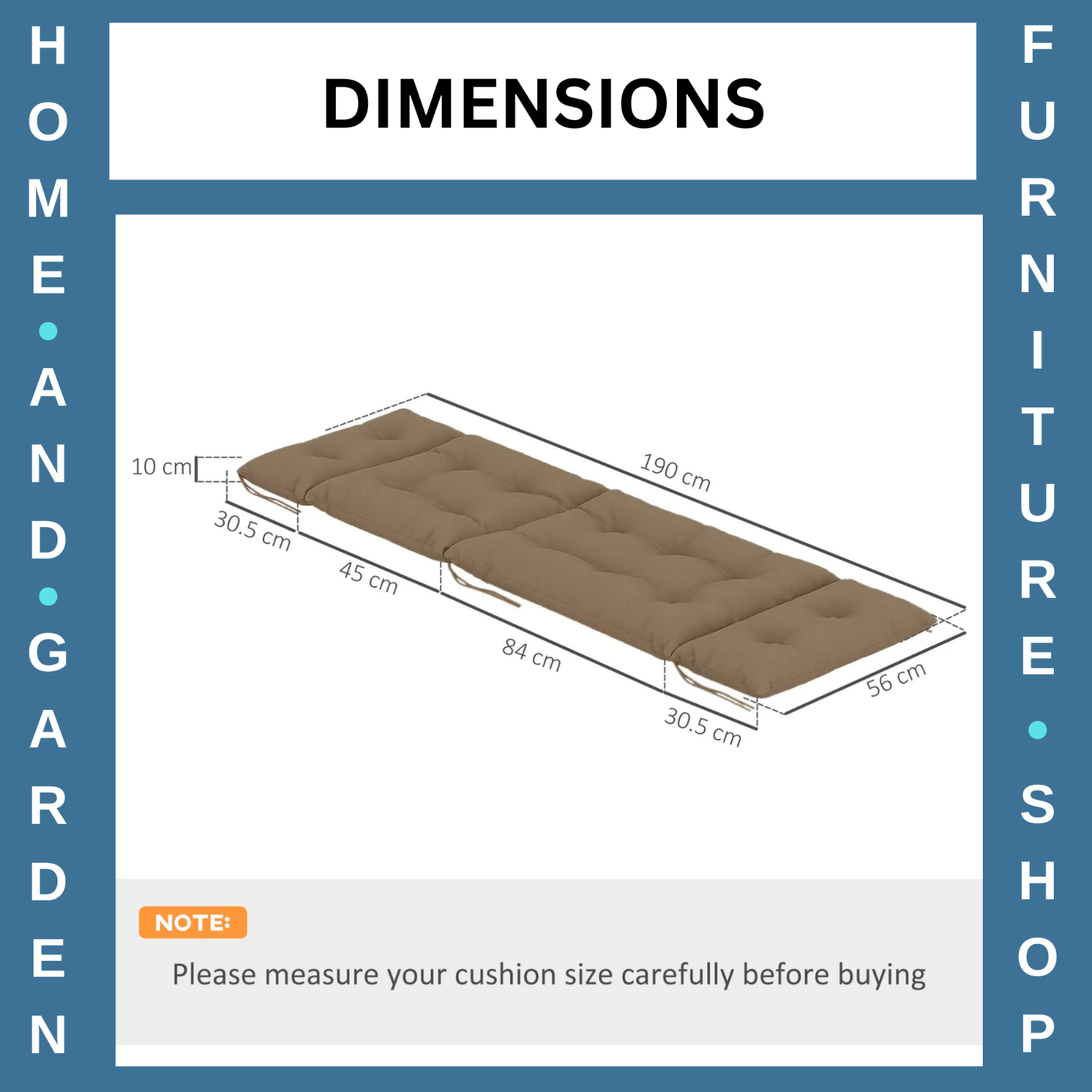 Sun Lounger Cushions Only 190x56x10cm Set of 2 Garden Chair Pads UPF20 Thick - Home and Garden Furniture Shop - rustic - furniture