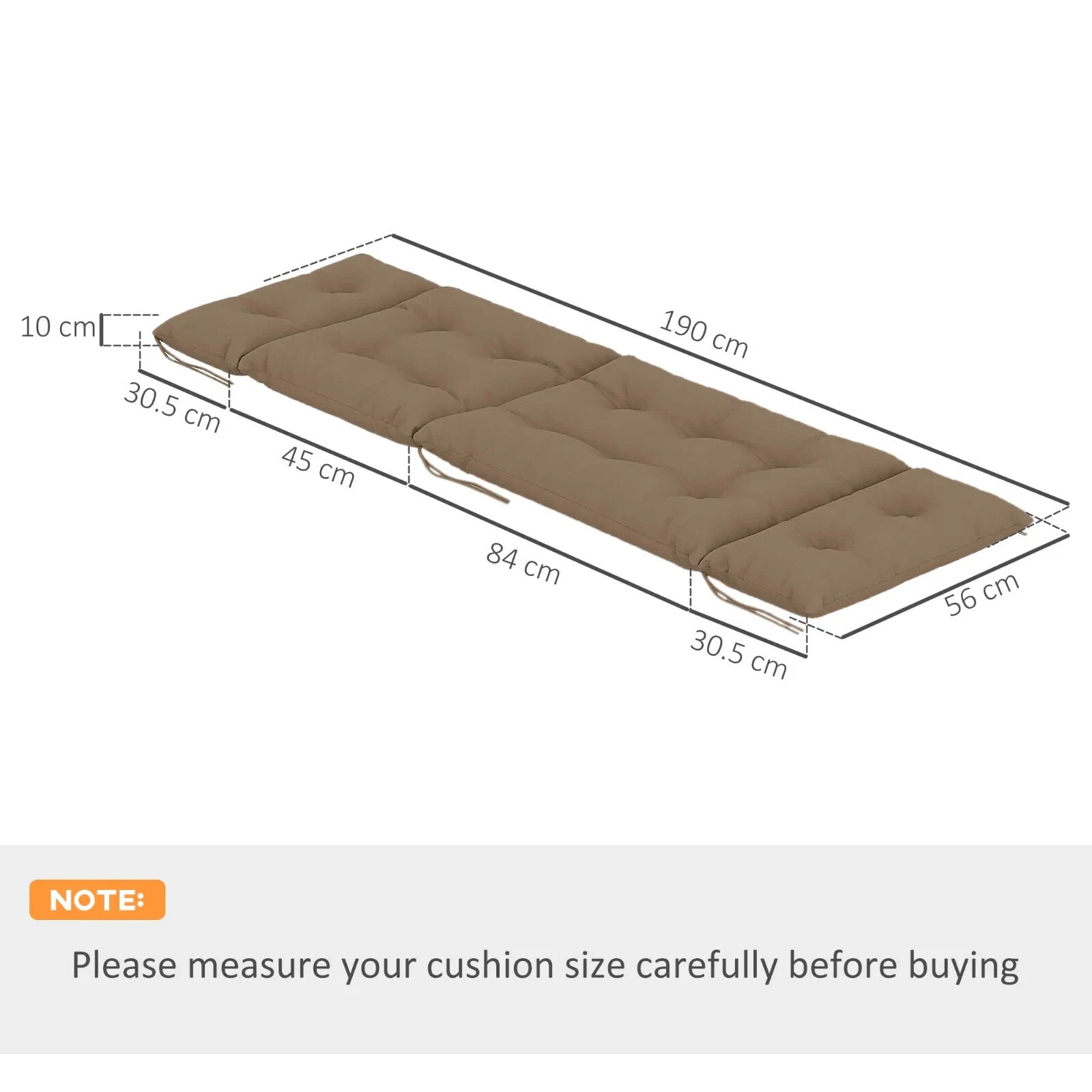 Sun Lounger Cushions Only 190x56x10cm Set of 2 Garden Chair Pads UPF20 Thick - Home and Garden Furniture Shop - rustic - furniture