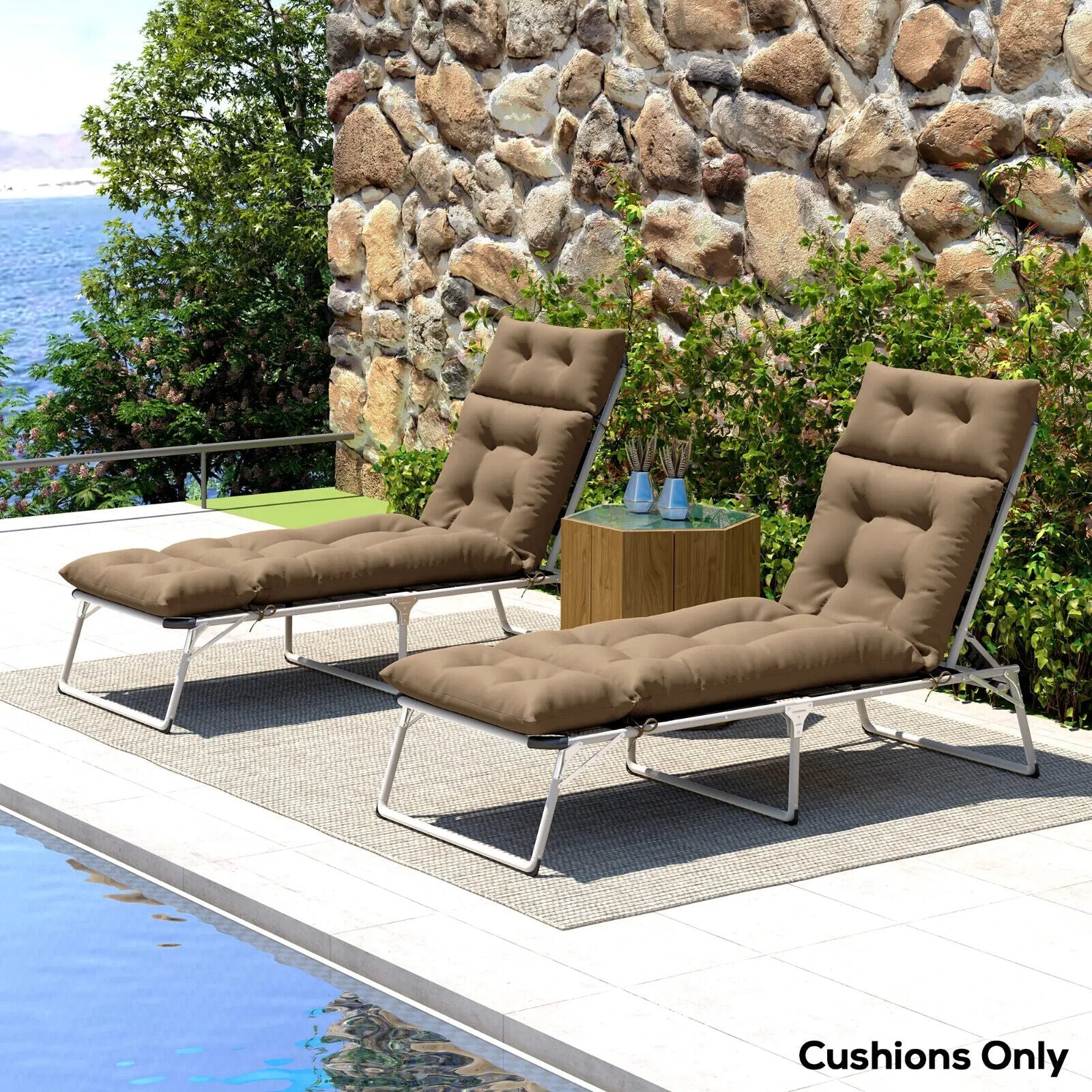 Sun Lounger Cushions Only 190x56x10cm Set of 2 Garden Chair Pads UPF20 Thick - Home and Garden Furniture Shop - #rustic - furniture#